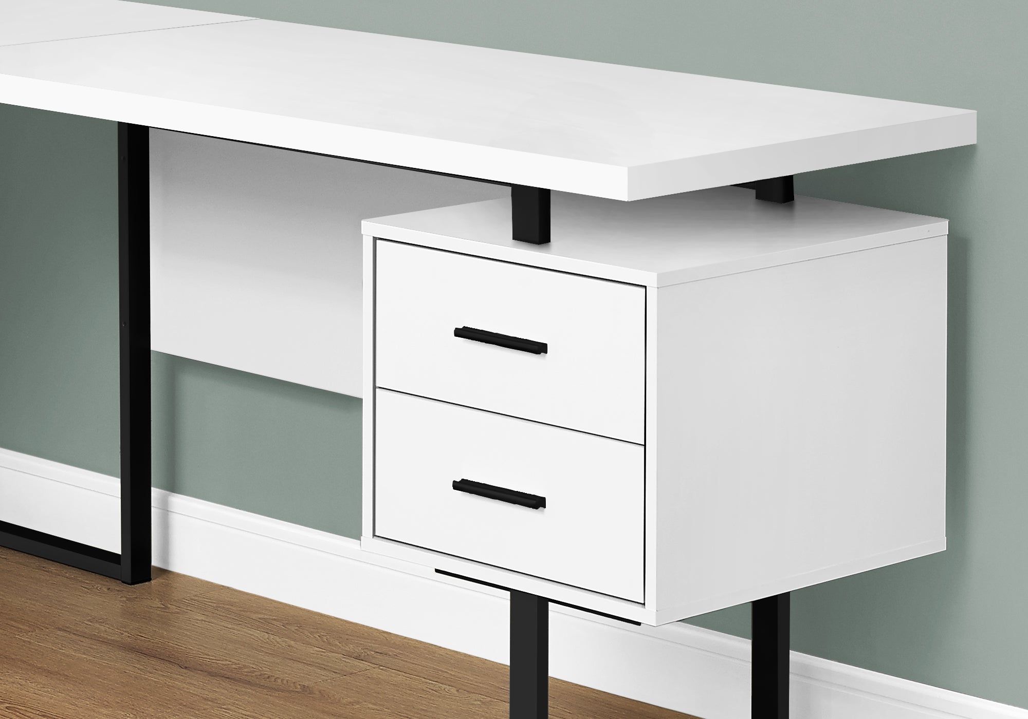Ergonomic 70-Inch Computer Desk with White Tabletop & Black Metal Frame - Left or Right Facing for Home Office, Gaming, and Study Workspace