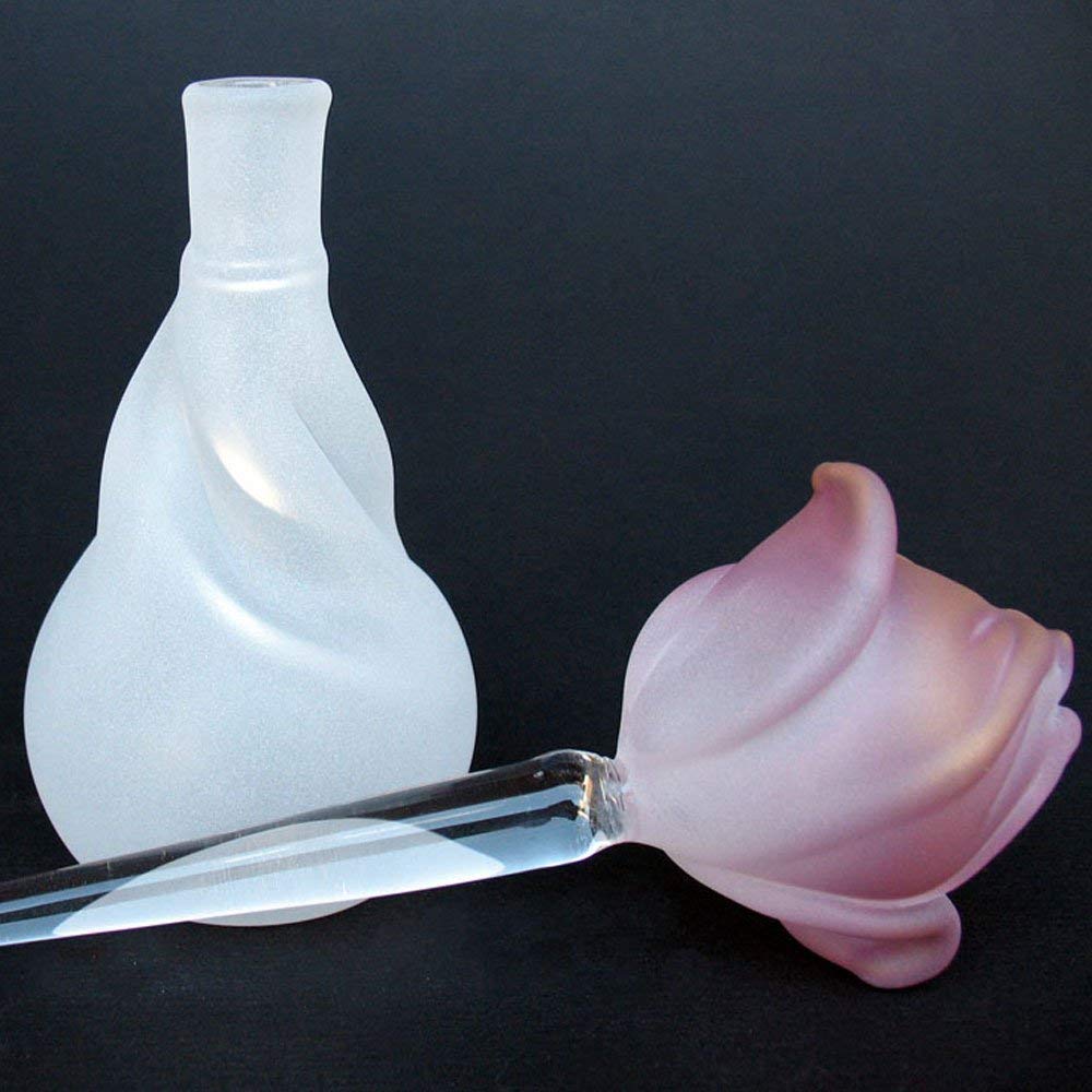 Hand Blown Glass Rose Perfume Bottle - Elegant Floral Fragrance Dispenser for Home Decor, Wedding Centerpieces & Luxury Gift Giving