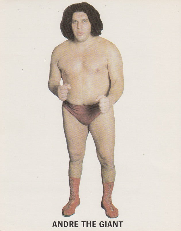 Vintage 1980s WWWF Andre the Giant Wrestling Promo Photo - Collectible Memorabilia for Wrestling Fans & Sports Enthusiasts - Perfect for Man Cave, Sports Bar Decor, and Wrestling Memorabilia Collections