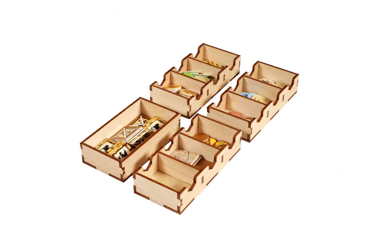 Premium Wooden Game Organizer for Catan Board Game - Compatible with Base Set, Storage Box with Multi-Tray Design for Easy Setup & Organization - Perfect for Game Nights & Tabletop Enthusiasts