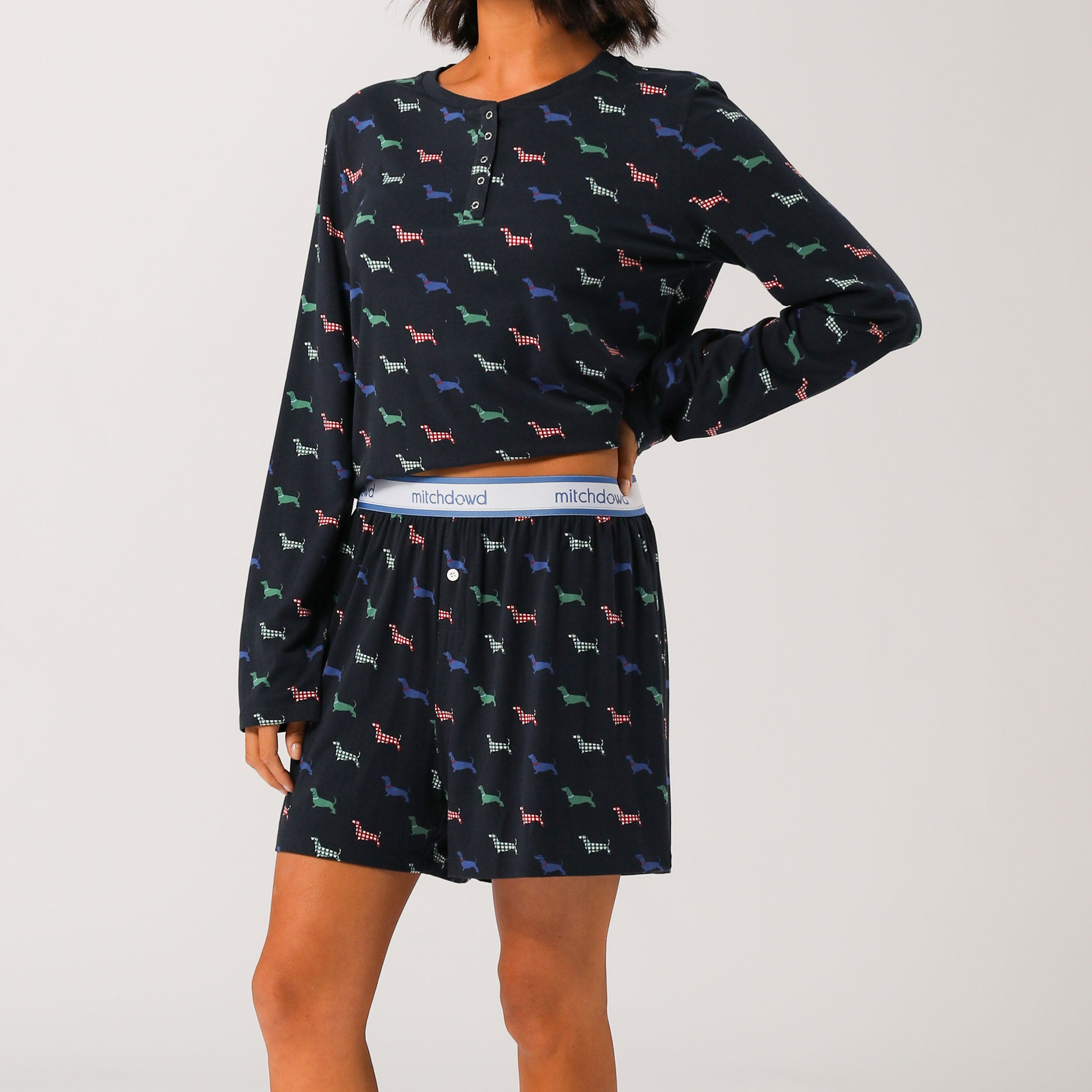 Women's Bamboo Sleep Boxer Shorts - Soft & Breathable Doggy Print Pajama Shorts for Women - Perfect for Lounge, Sleep & Relaxation at Home