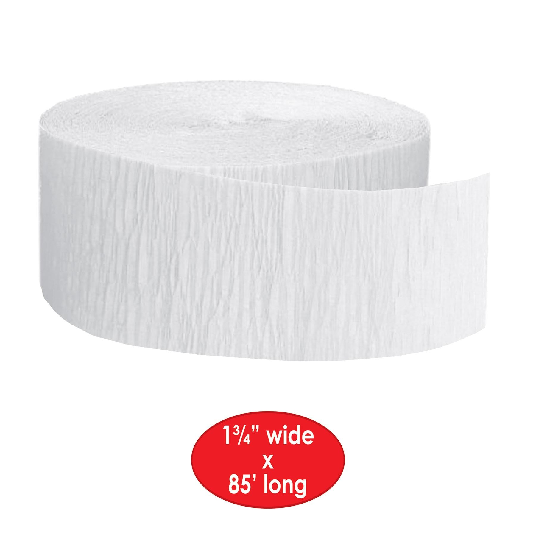 12 Pack Beistle FR Festive Party Crepe Streamers - White Decorative Ribbons for Birthday, Wedding & Holiday Celebrations