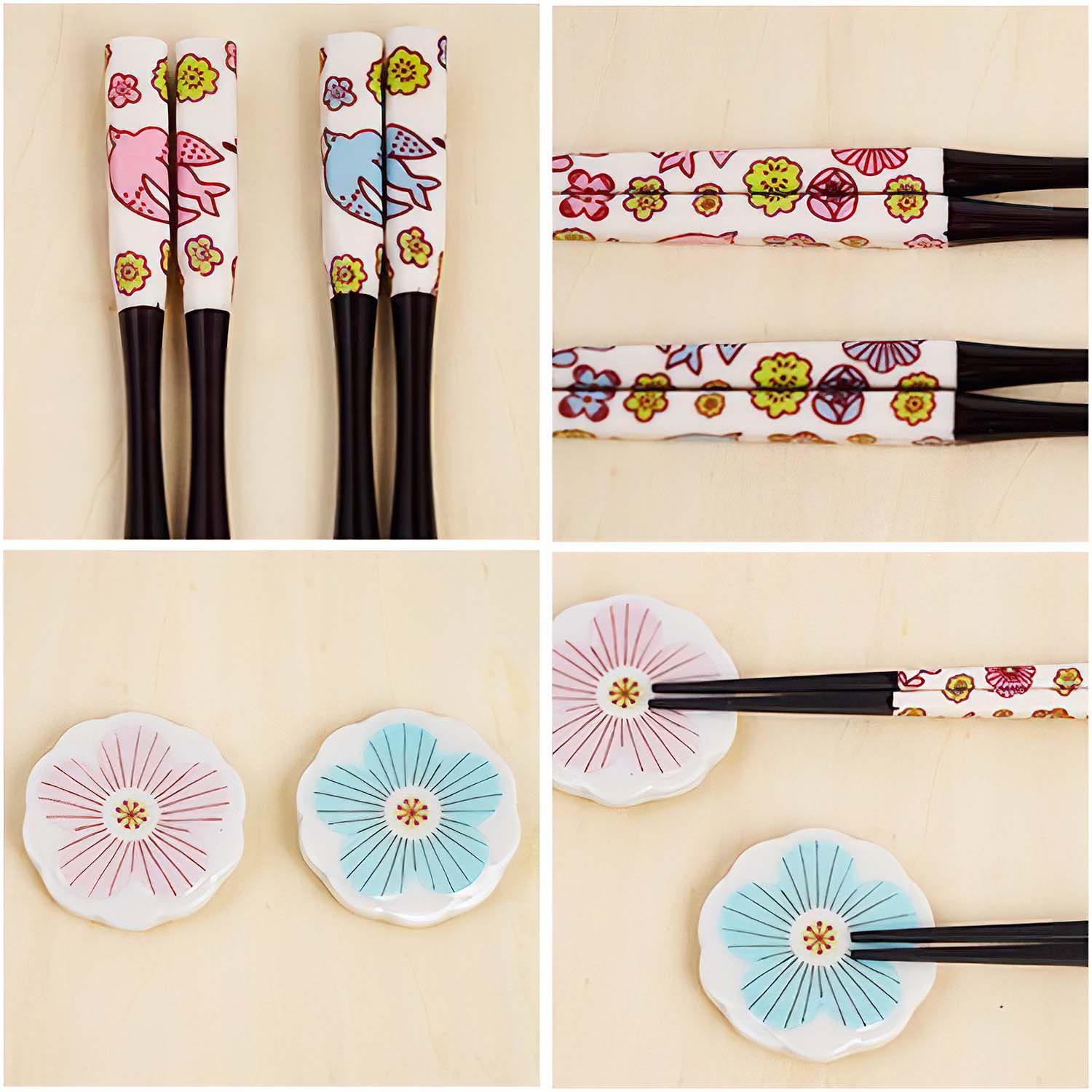 Premium Harekutani Porcelain Chopsticks Set with Chopstick Rests - Elegant Japanese Tableware for Sushi, Asian Cuisine & Home Dining (PK/LBL)