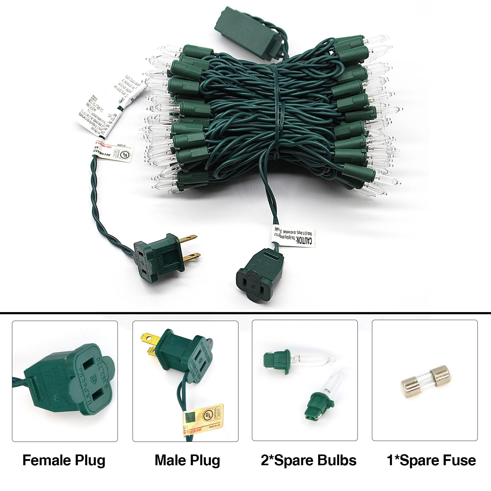 100-Count Cool White LED Christmas String Lights - 35 Ft Green Wire, UL Certified & Connectable - Mini Xmas Lights for Indoor & Outdoor Decor, Tree, Party, Wedding & Holiday Lighting