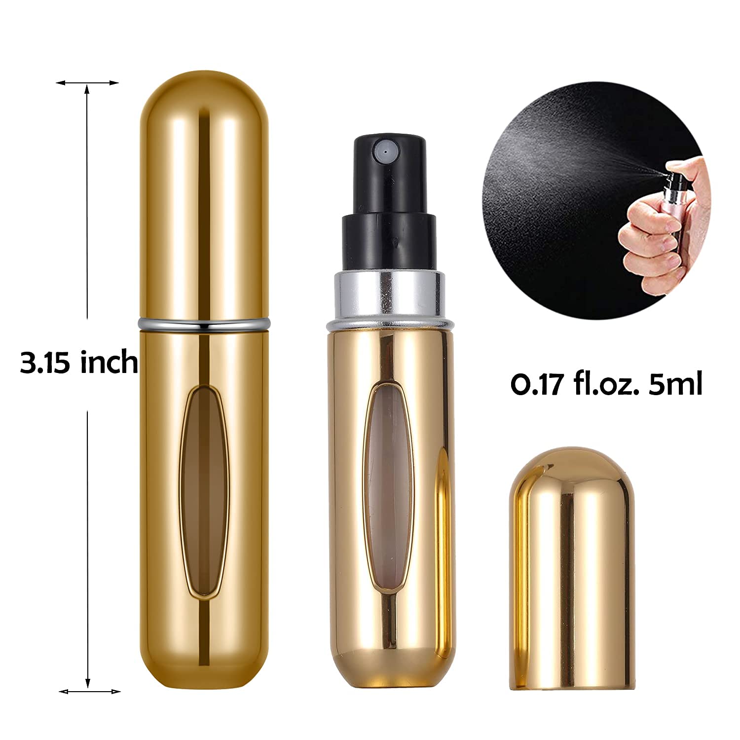 Portable Mini Refillable Perfume Atomizer Bottle - 4 Pack Travel Perfume Spray for Women & Men, Leak-Proof Scent Pump Case for Purse, Gym, Office & Vacation - Random Color PVC Perfume Bottles