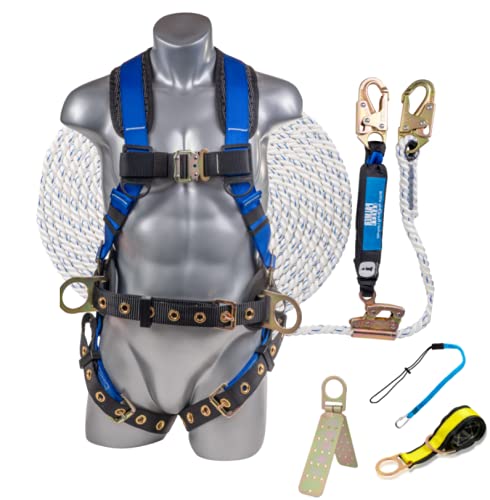 Palmer Safety Fall Protection Harness Kit - Hammerhead Series with Premium Safety Harness, Lanyard & D-Ring Extender | OSHA Compliant Work Gear for Construction, Roofing & Industrial Safety