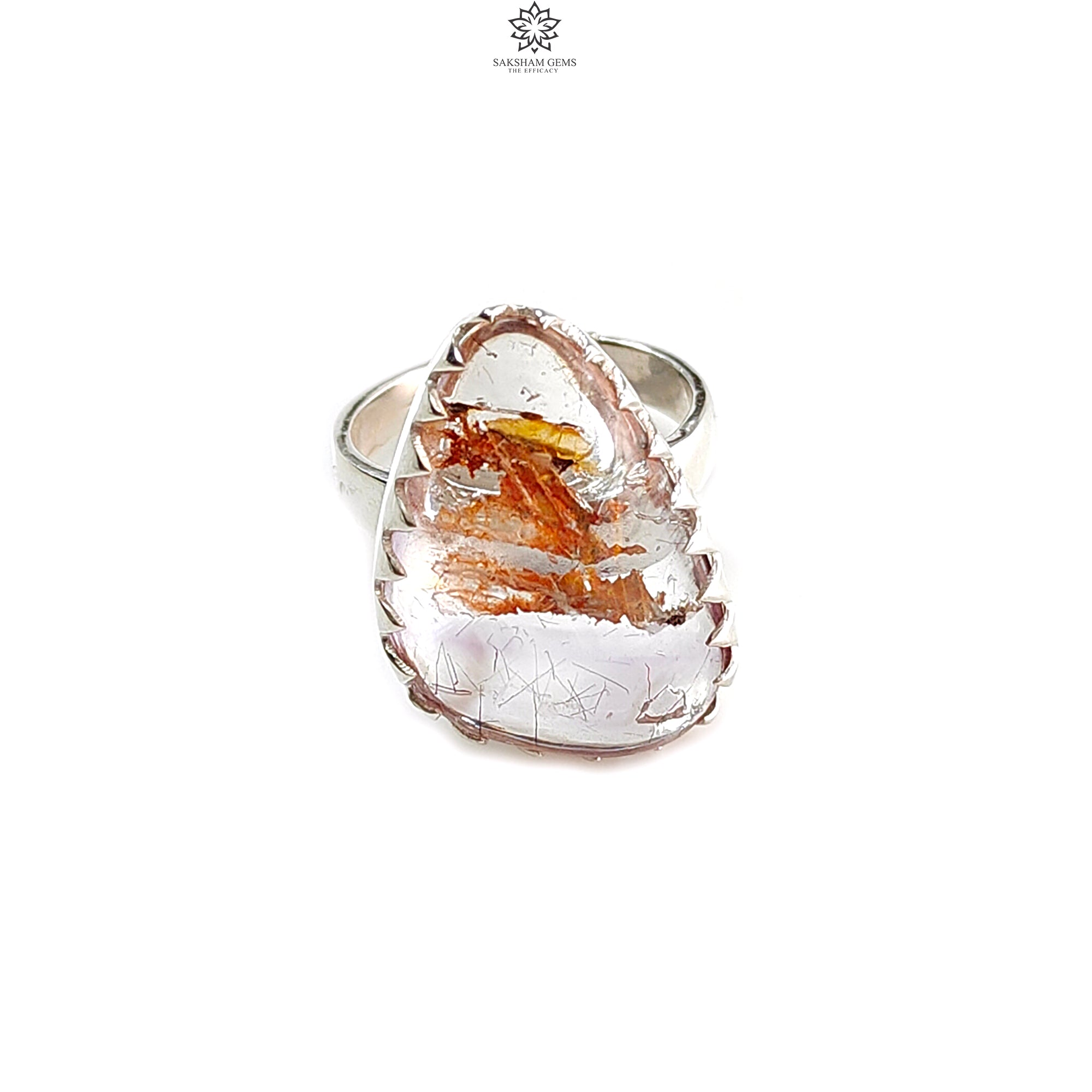 Natural Untreated Super Seven Amethyst 925 Sterling Silver Adjustable Ring - 6.87gms Fancy Bezel Set Jewelry for Women, Gift for Her, Spiritual Healing, Meditation & Everyday Elegance