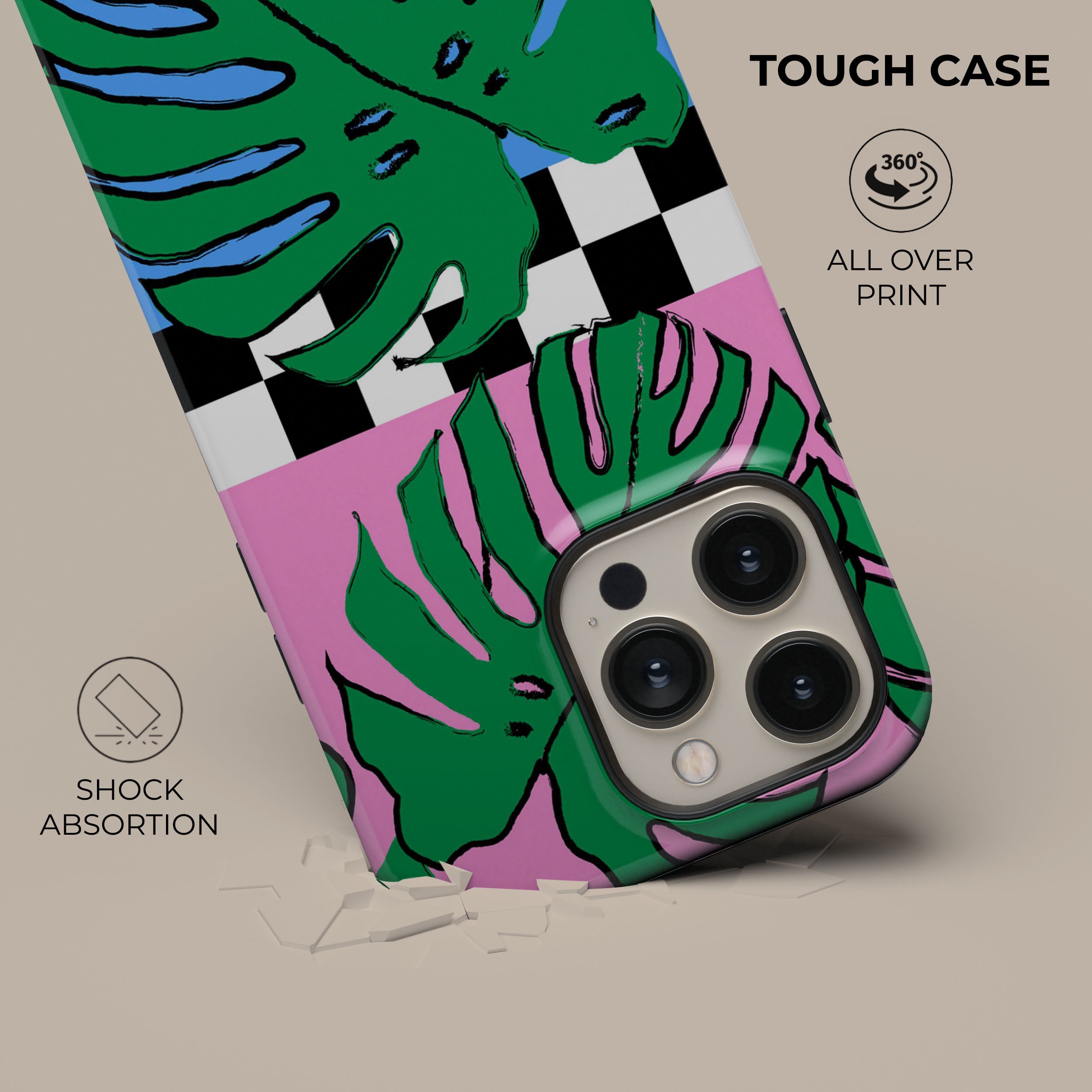 Tropical Leaves Phone Case for iPhone 15 14 13 12 Pro Max XR - Durable Protective Cover with Nature Design - Perfect for Outdoor Travel & Summer Vacation
