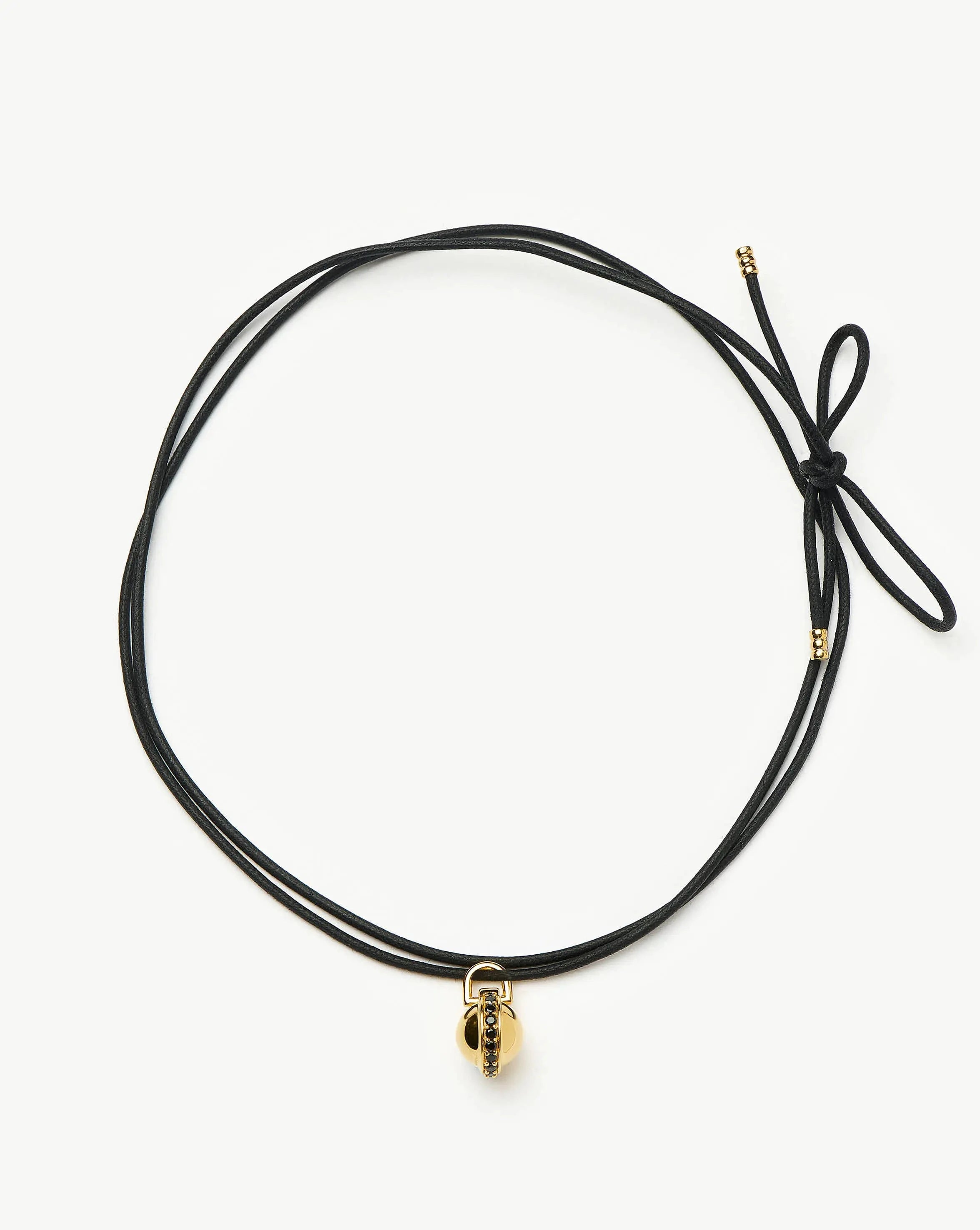 Orb Gemstone Pendant Necklace - 18k Gold Plated Black Spinel Cord Chain | Elegant Jewelry Gift for Women, Perfect for Parties, Weddings & Everyday Wear
