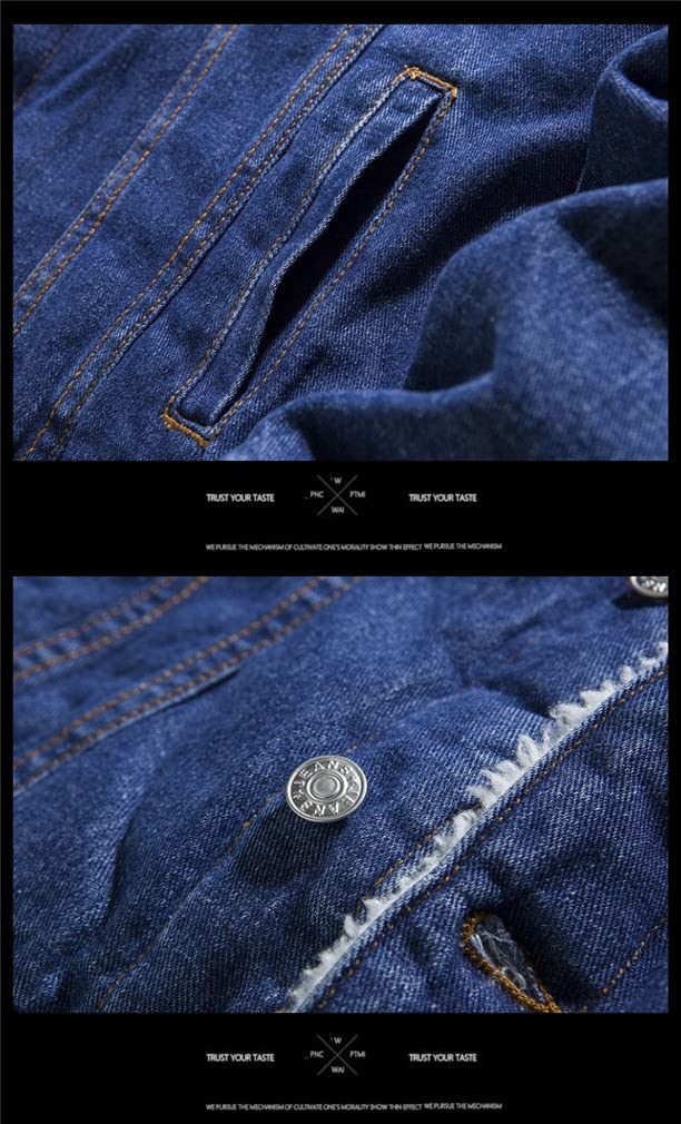 Men's Winter Velvet Lined Warm Thick Denim Jacket - Cozy Fleece Lined Casual Coat for Cold Weather | Perfect for Outdoor Activities, Daily Wear & Street Style