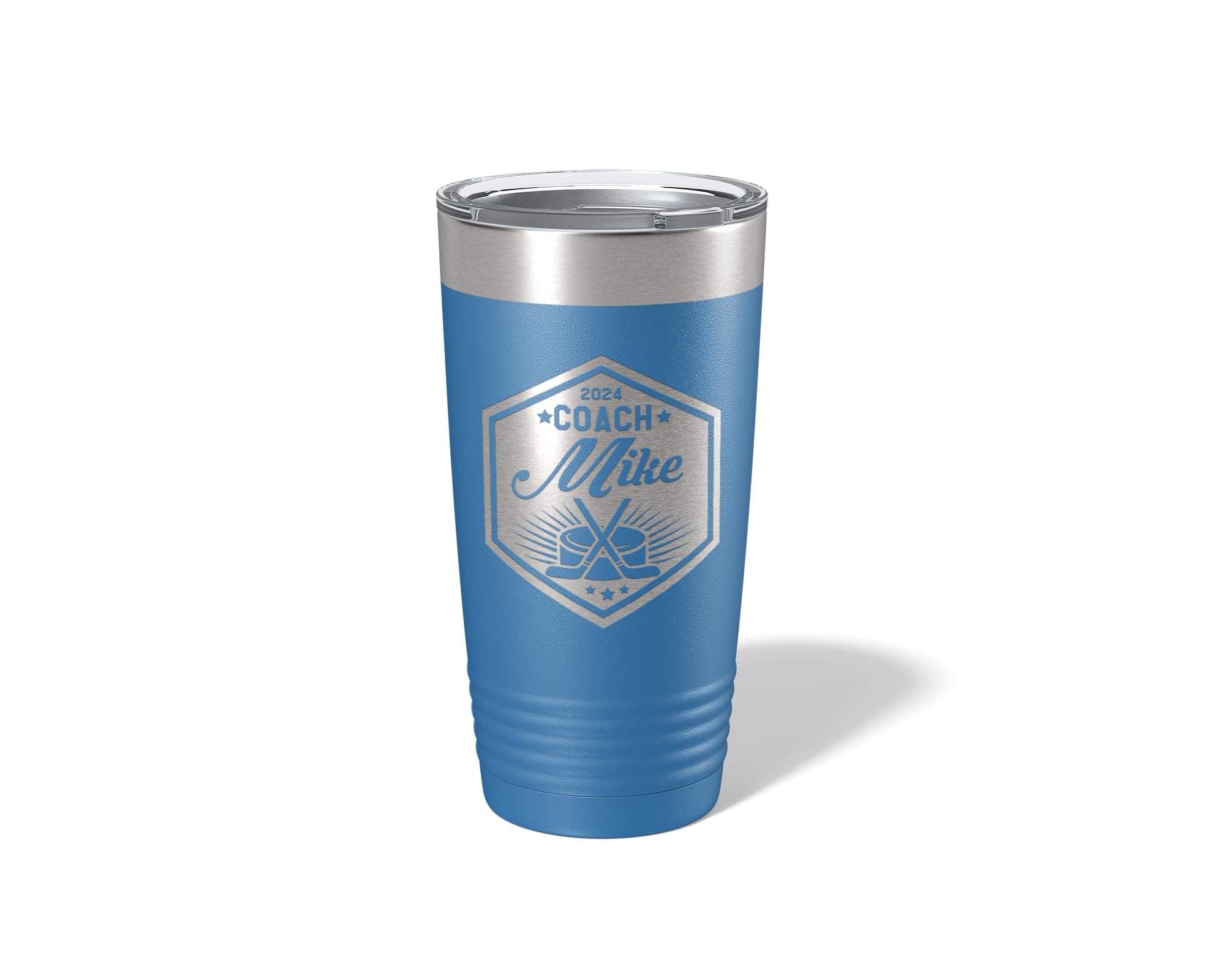 Personalized Hockey Coach Gift - 20oz Insulated Stainless Steel Tumbler with Lid, Hockey Stick Design Travel Coffee Mug for Men | Perfect for Rink Side, Office & Gym (Royal Blue)