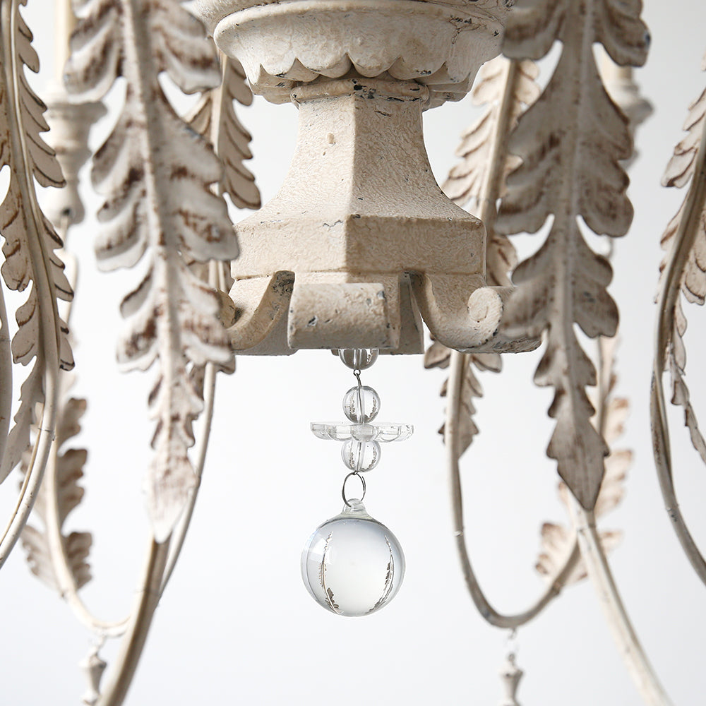 Elegant White 8-Light Crystal Chandelier for Dining Room & Living Room - Modern Ceiling Lighting Fixture for Home Decor
