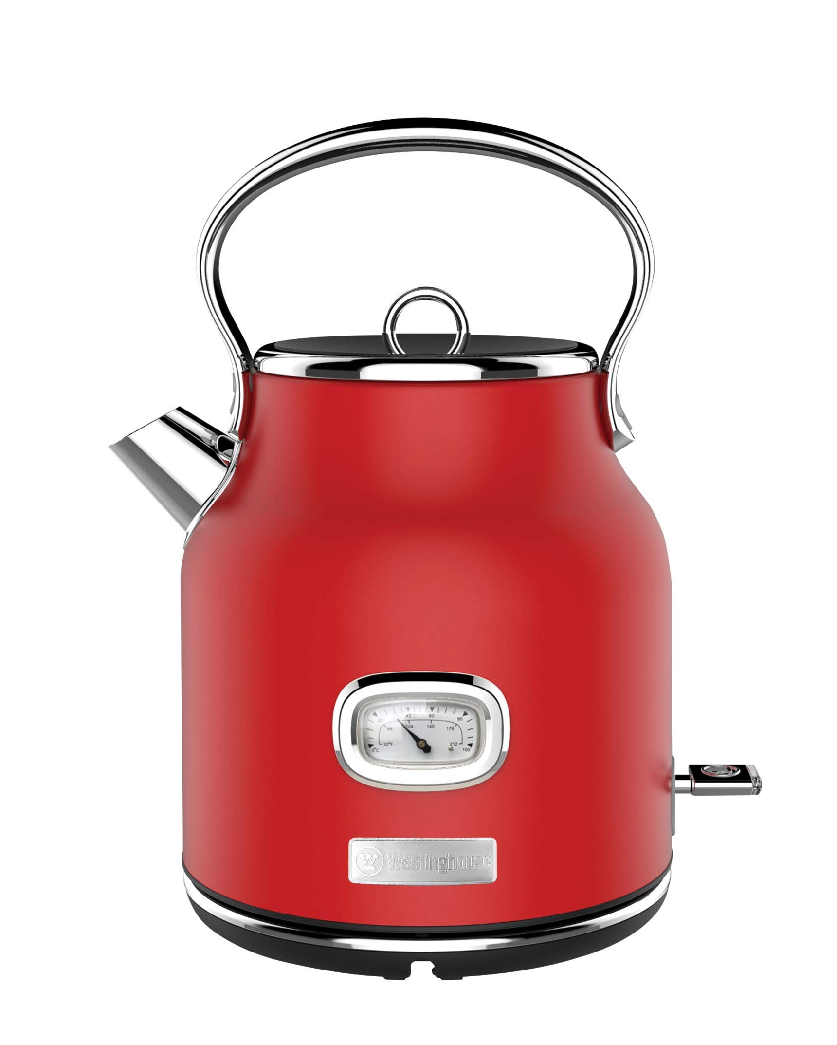 Westinghouse Retro Electric Kettle 1.7L Fast Boiling with Auto Shut-Off - Vintage Style Red Tea Kettle for Home, Office & Dorm - Perfect for Tea, Coffee & Instant Noodles