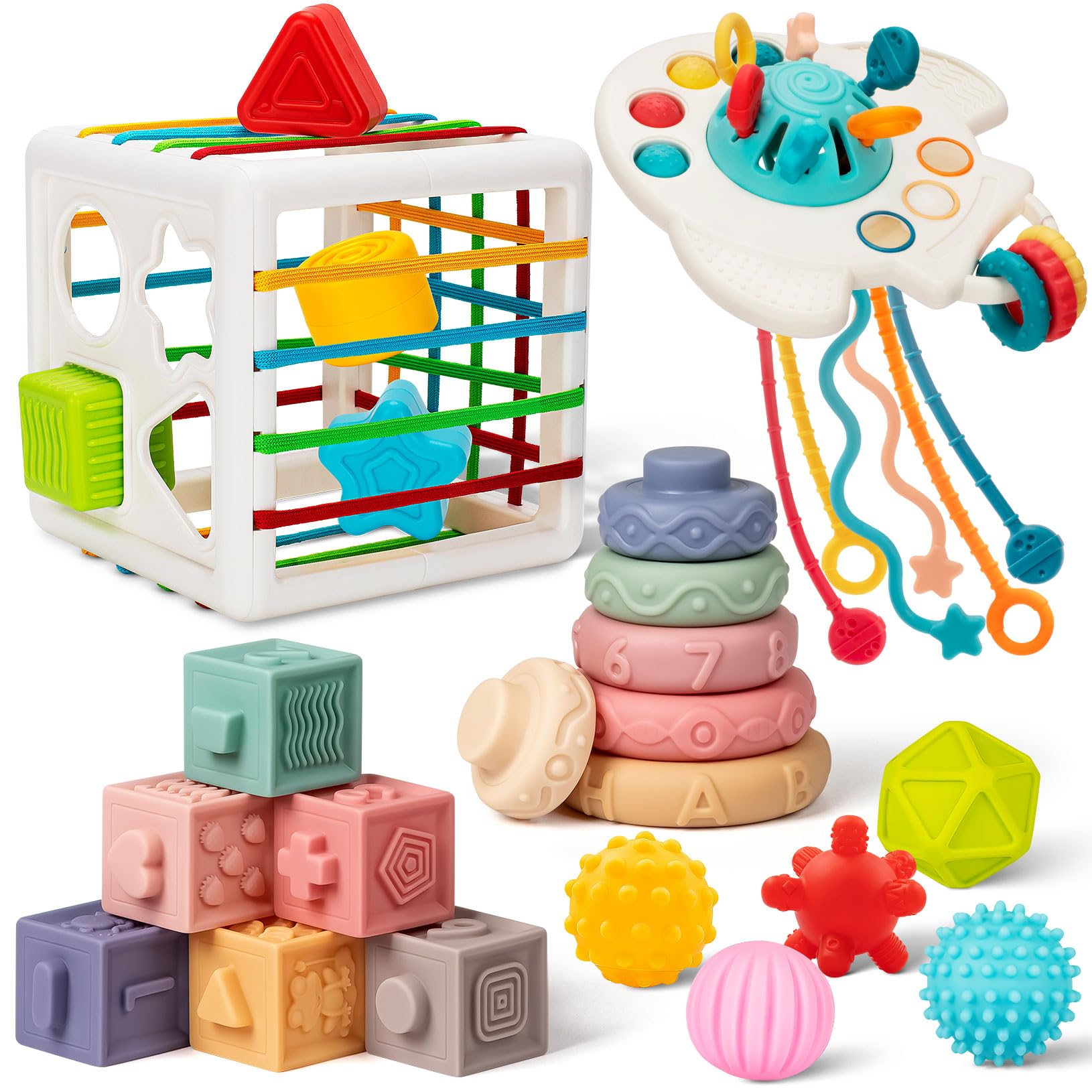 Montessori Baby Toys 6-12 Months - 5-in-1 Learning Set for Toddlers | Playtime & Travel Essentials