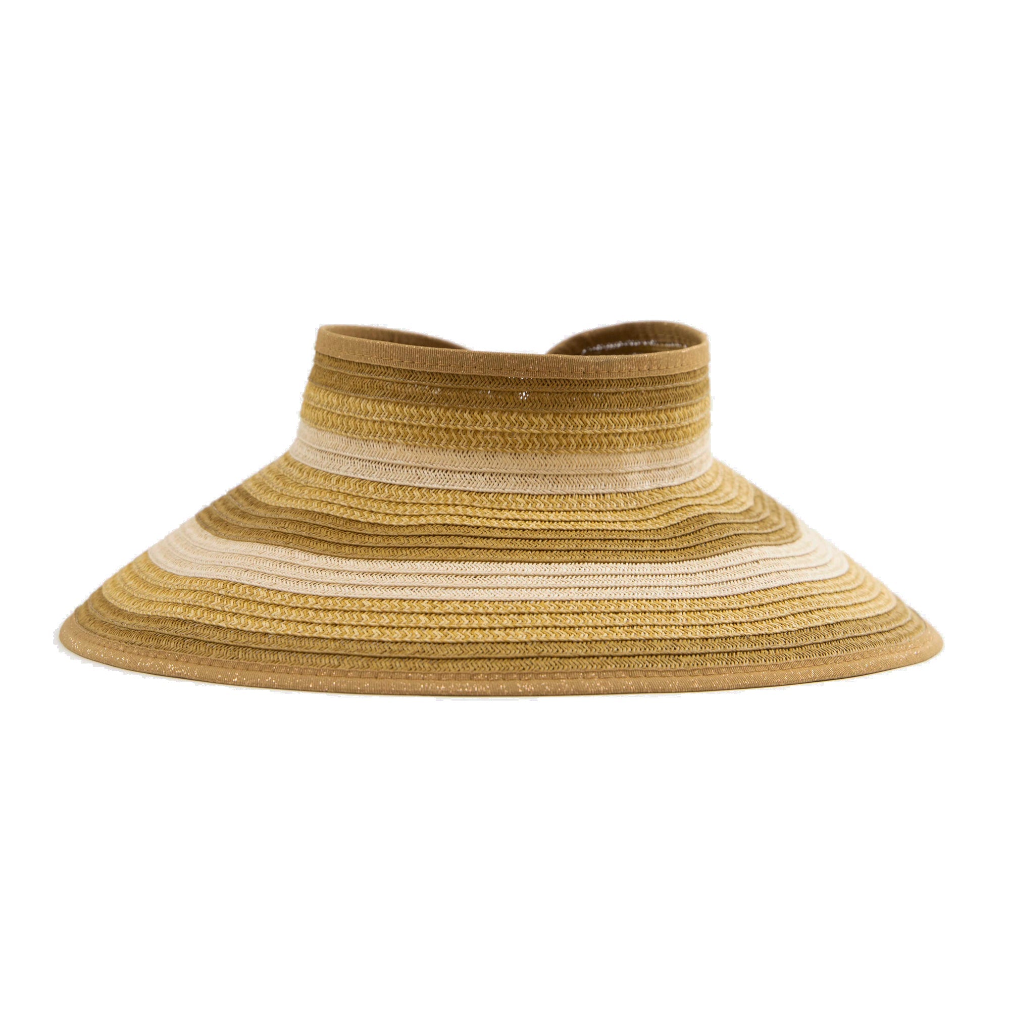 Women's Striped Roll-Up Sun Visor Hat - Adjustable UV Protection for Outdoor Activities, Beach, Golf, and Running