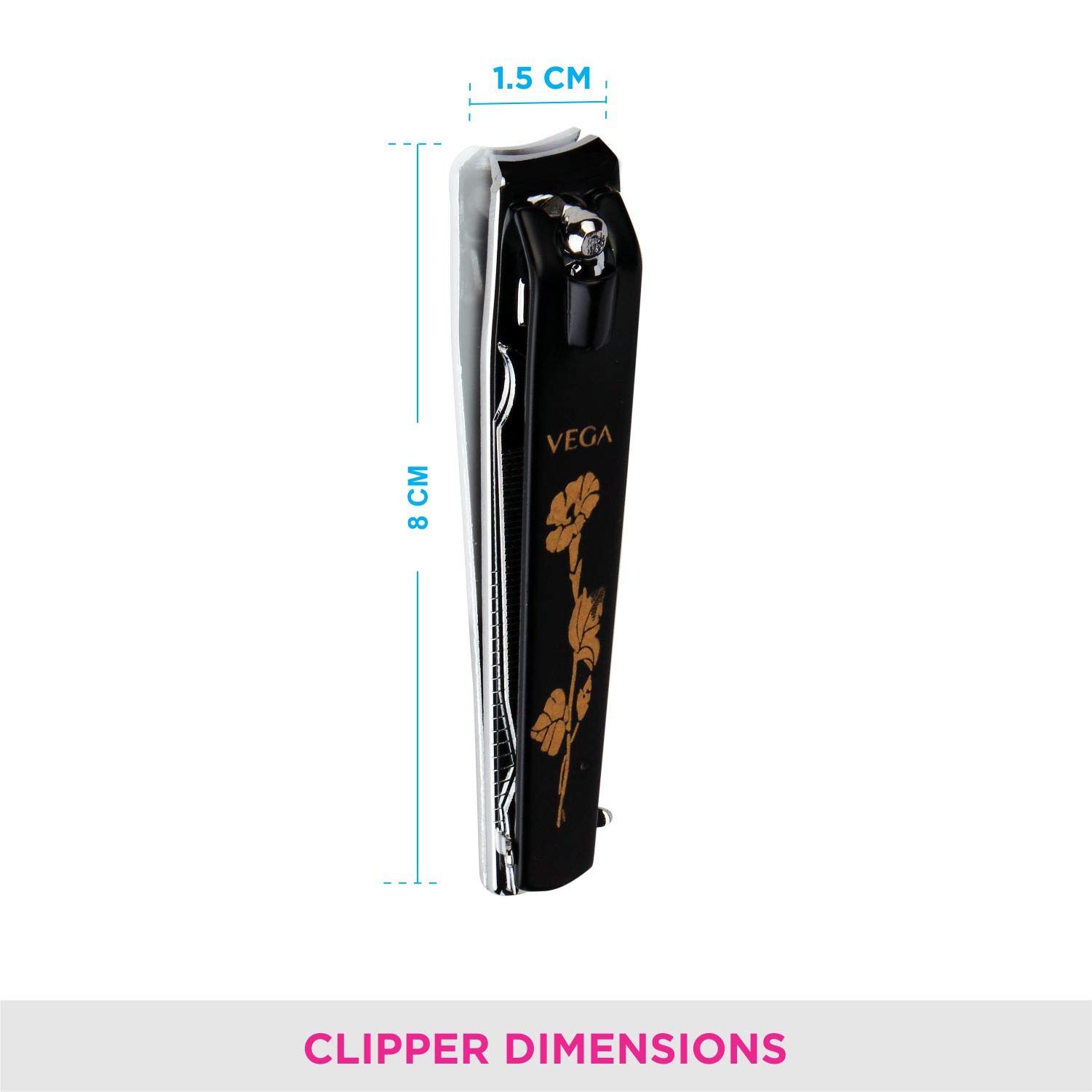 Premium Vega Nail Buffer & Large Nail Clipper Set (1-Piece, Black) - Professional Manicure Tools for Home & Salon Use