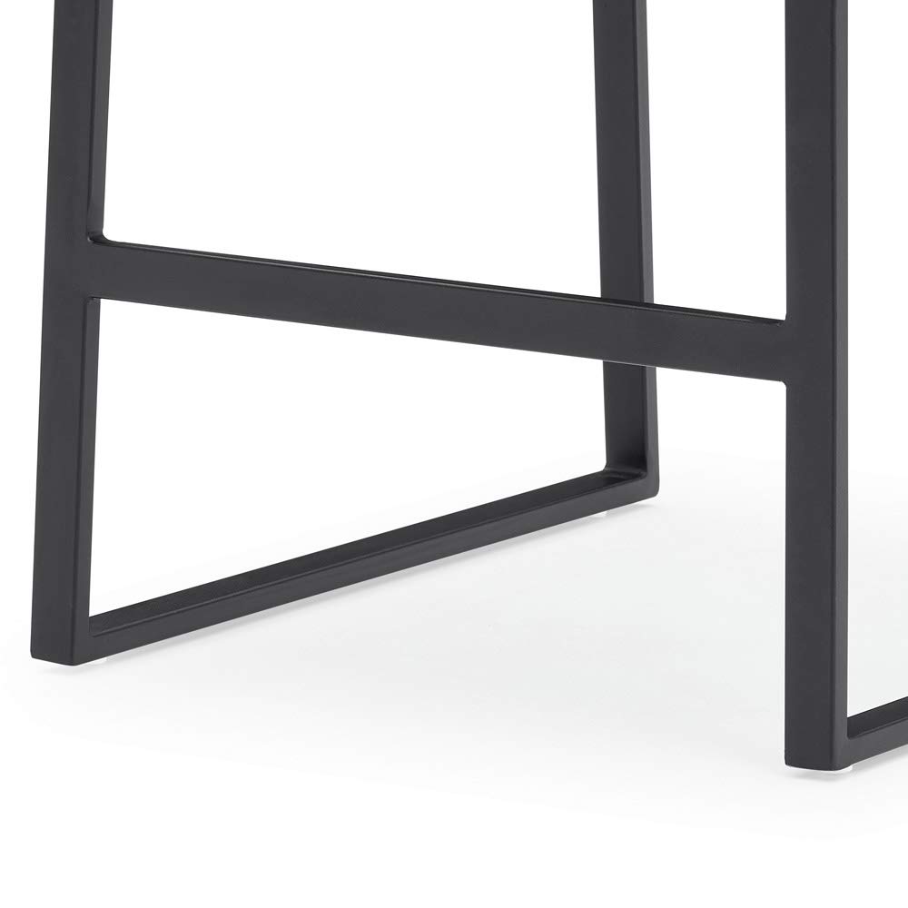 ZURI Helena Black and Gray Leatherette Counter Stool with Black Powder Coated Legs - Modern Bar Stool for Kitchen Island, Breakfast Nook & Home Decor