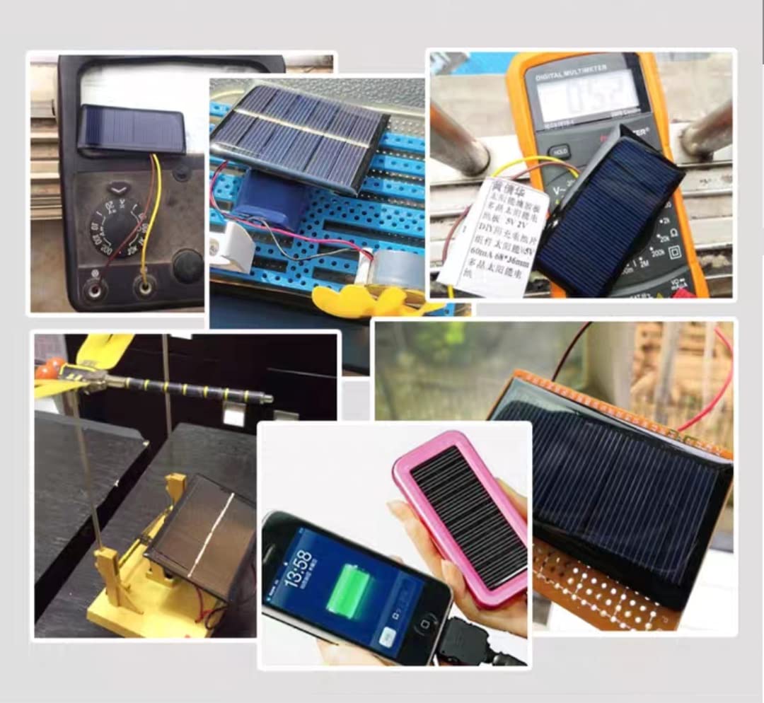 Fielect 5V 1.3W Mini Solar Panel Kit - DIY Battery Charger for Toys, Lights & Small Electronics (110x80mm) | Perfect for Outdoor, Garden & Educational Projects