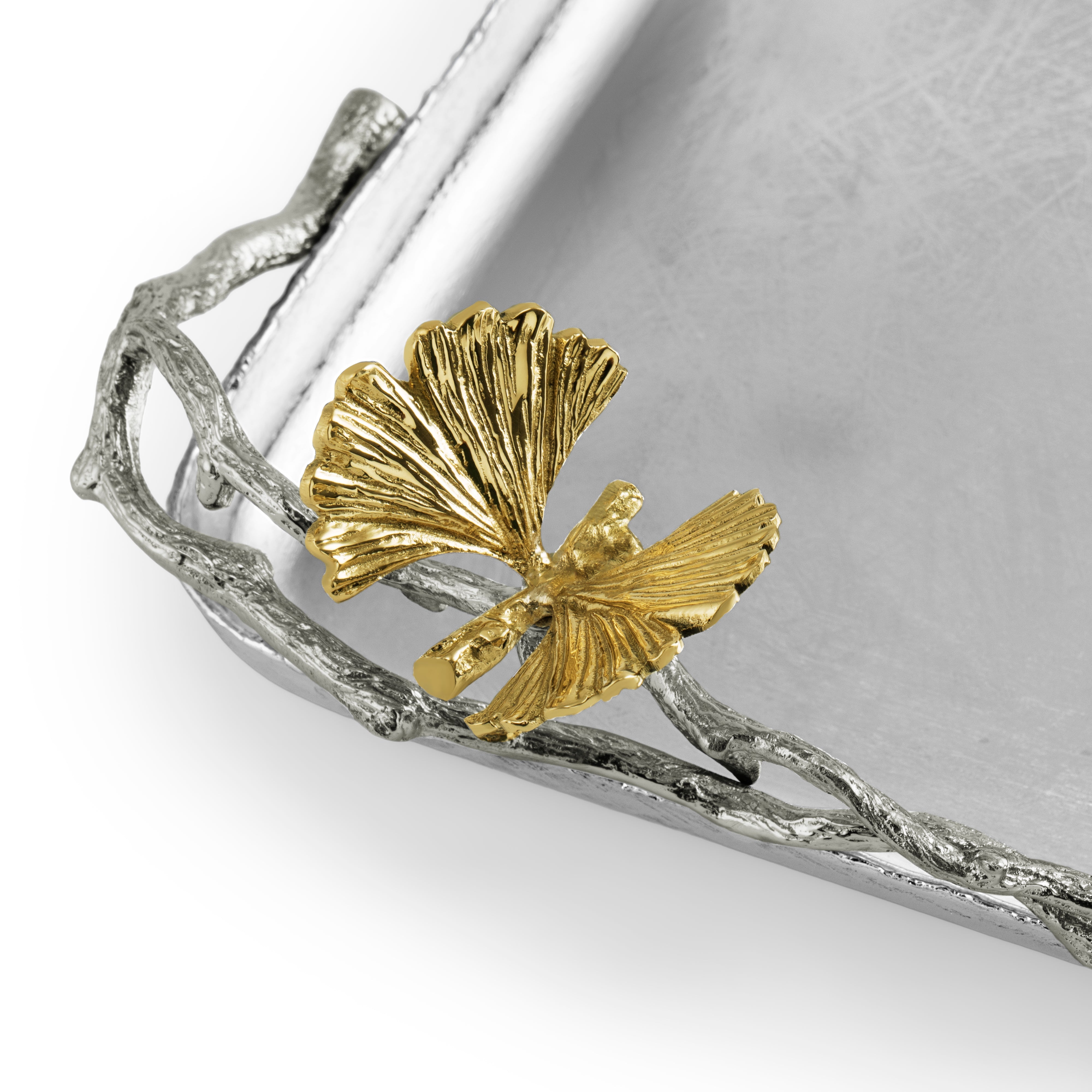 Elegant Butterfly Ginkgo Matzah Plate for Passover Seder - Premium Ceramic Judaica Serving Tray for Jewish Holidays & Home Decor