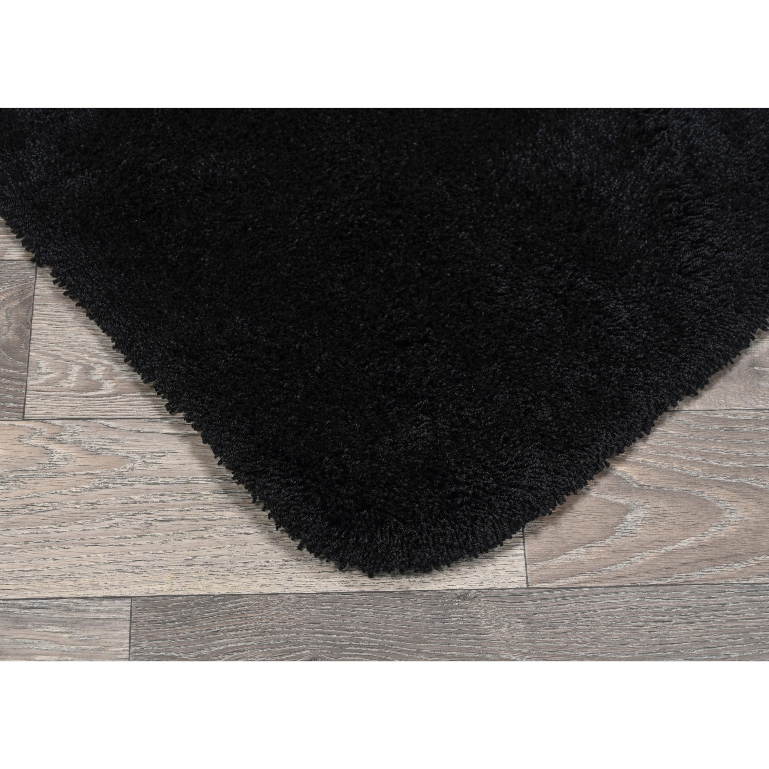 Garland Rug Finest Luxury Black 5-Piece Ultra Plush Washable Bathroom Rug Set - Soft, Absorbent & Stylish Non-Slip Bath Mat for Shower, Tub & Vanity Area in Basin Blue