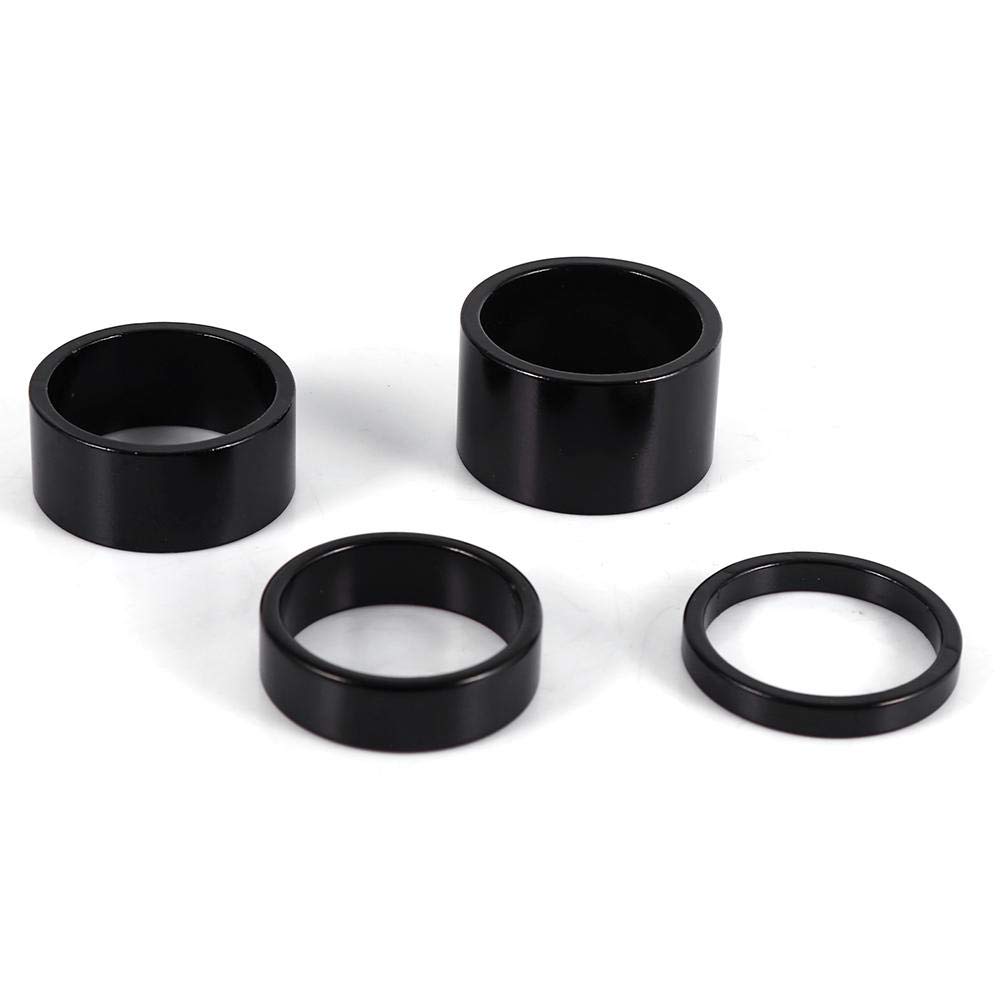 Keenso 4PCS Aluminum Alloy Bike Headset Spacers - Lightweight MTB & Road Bike Stem Fork Spacers (Black) | Perfect for Mountain Biking, Road Cycling & Bike Maintenance