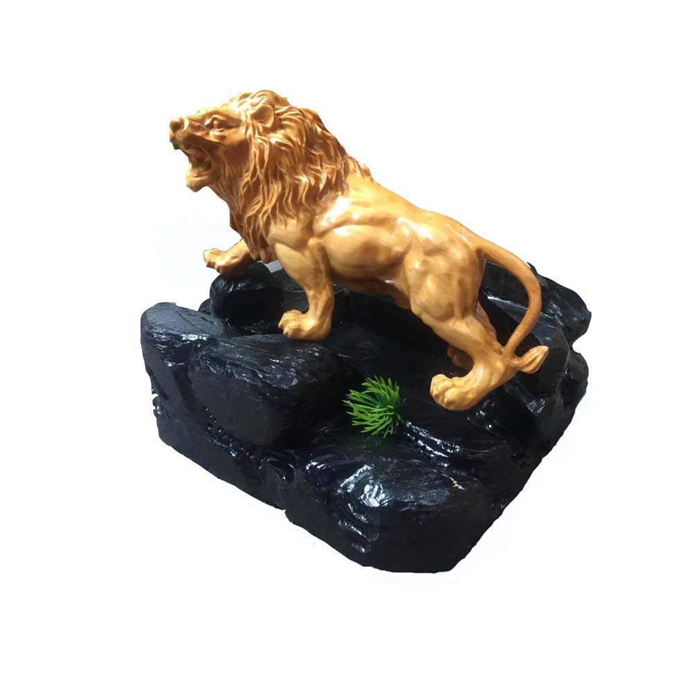 Feng Shui Lion Statues - Handcrafted Wooden Chinese Decor for Home & Office, Wealth & Prosperity Sculpture - Perfect for Living Room, Desk & Gift Giving