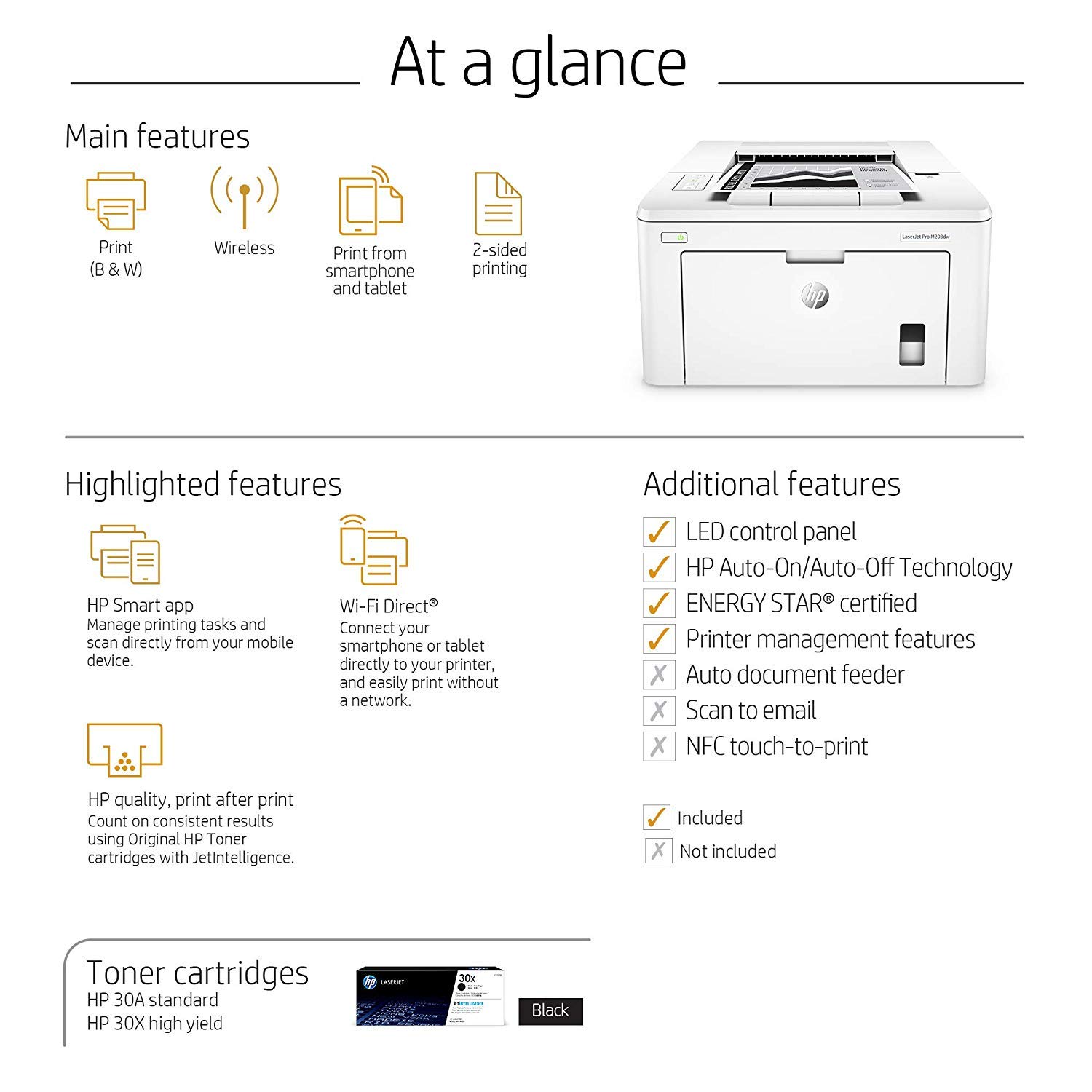 HP G3Q47A#BGJ LaserJet Pro M203dw Wireless Monochrome Laser Printer - Fast Printing, Duplex & Mobile Printing | Ideal for Home Office & Small Business (Renewed)