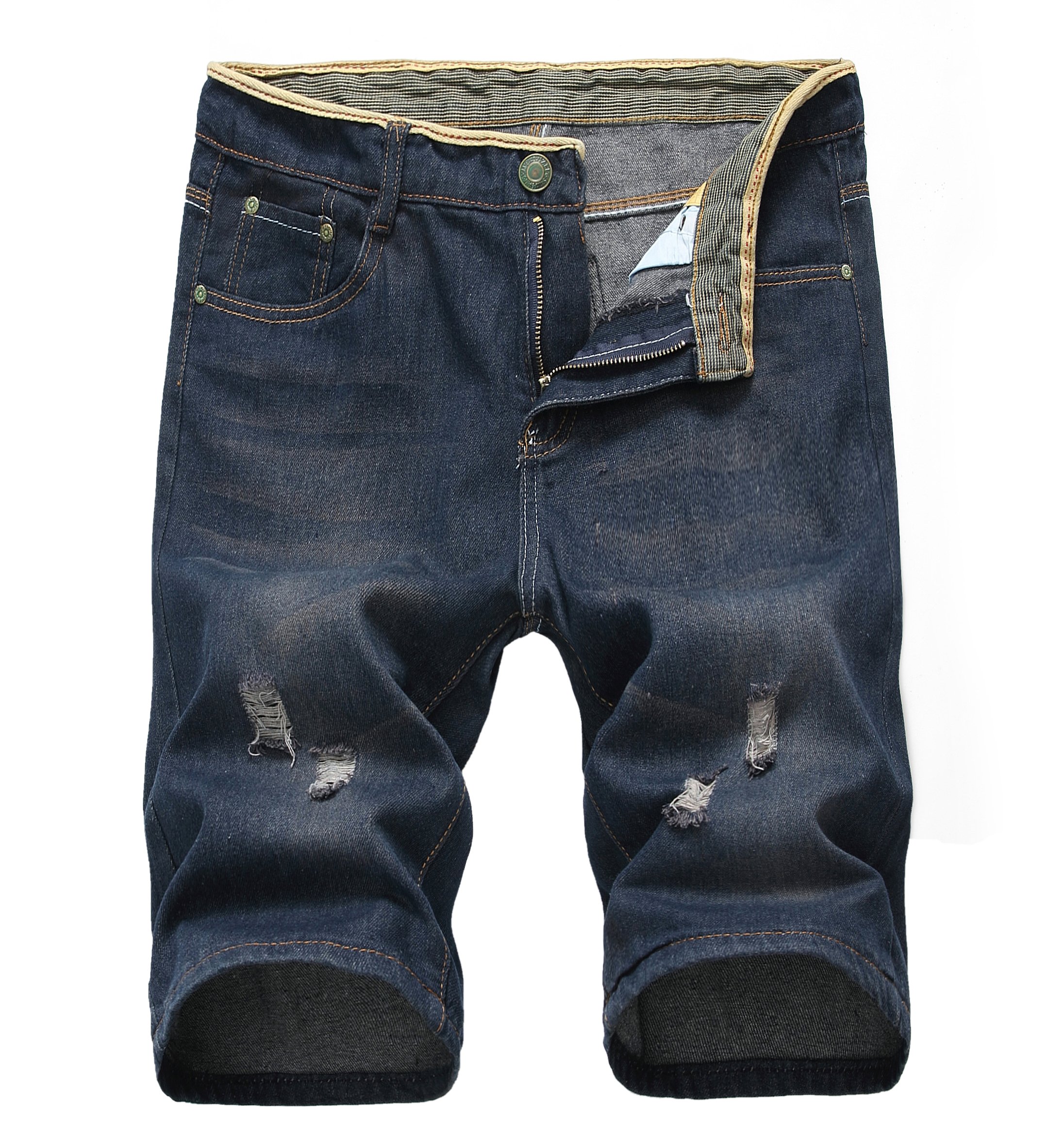 GARMOY Men's Ripped Distressed Denim Shorts - Slim Fit Cotton Comfortable Casual Jeans for Summer Outfits, Beach & Streetwear Fashion
