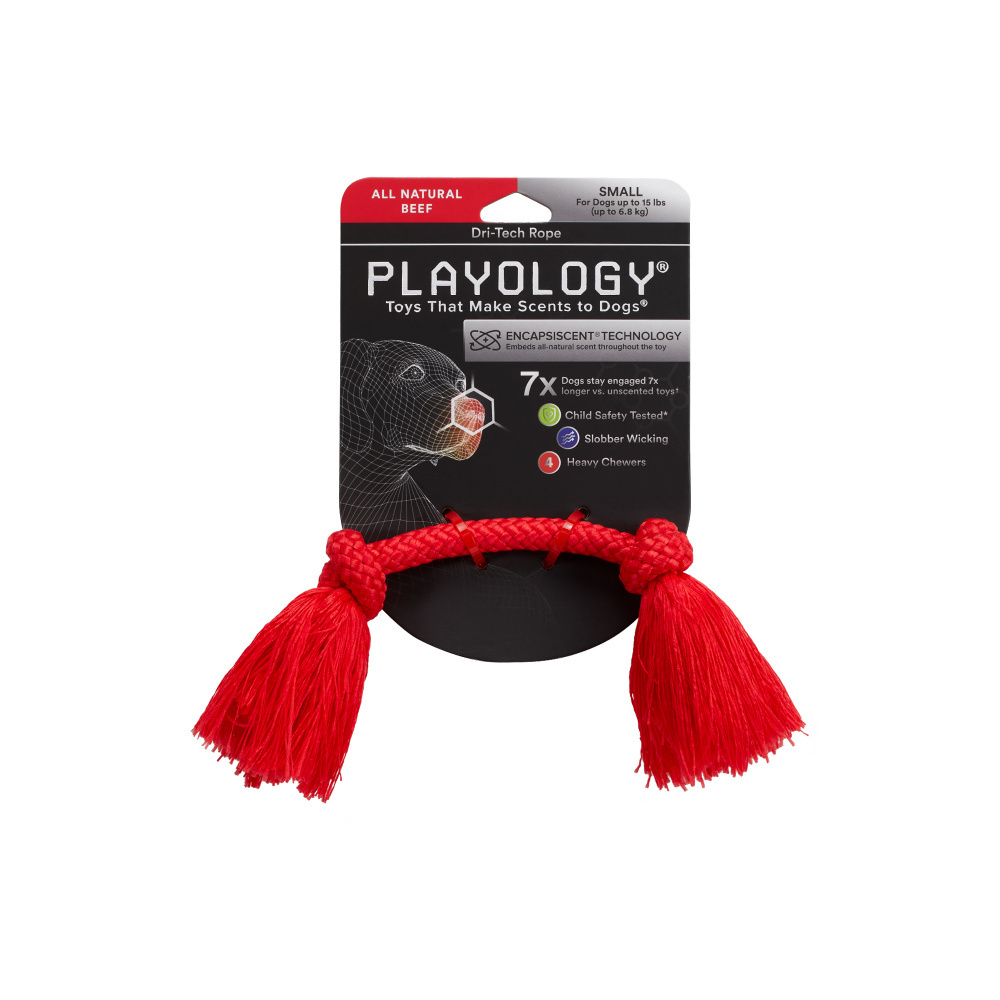 Playology Dri-Tech Rope Dog Toy with Beef Scent - Interactive Chew Toy for Aggressive Chewers, Tug-of-War & Fetch Games - Durable & Long-Lasting for Indoor & Outdoor Play