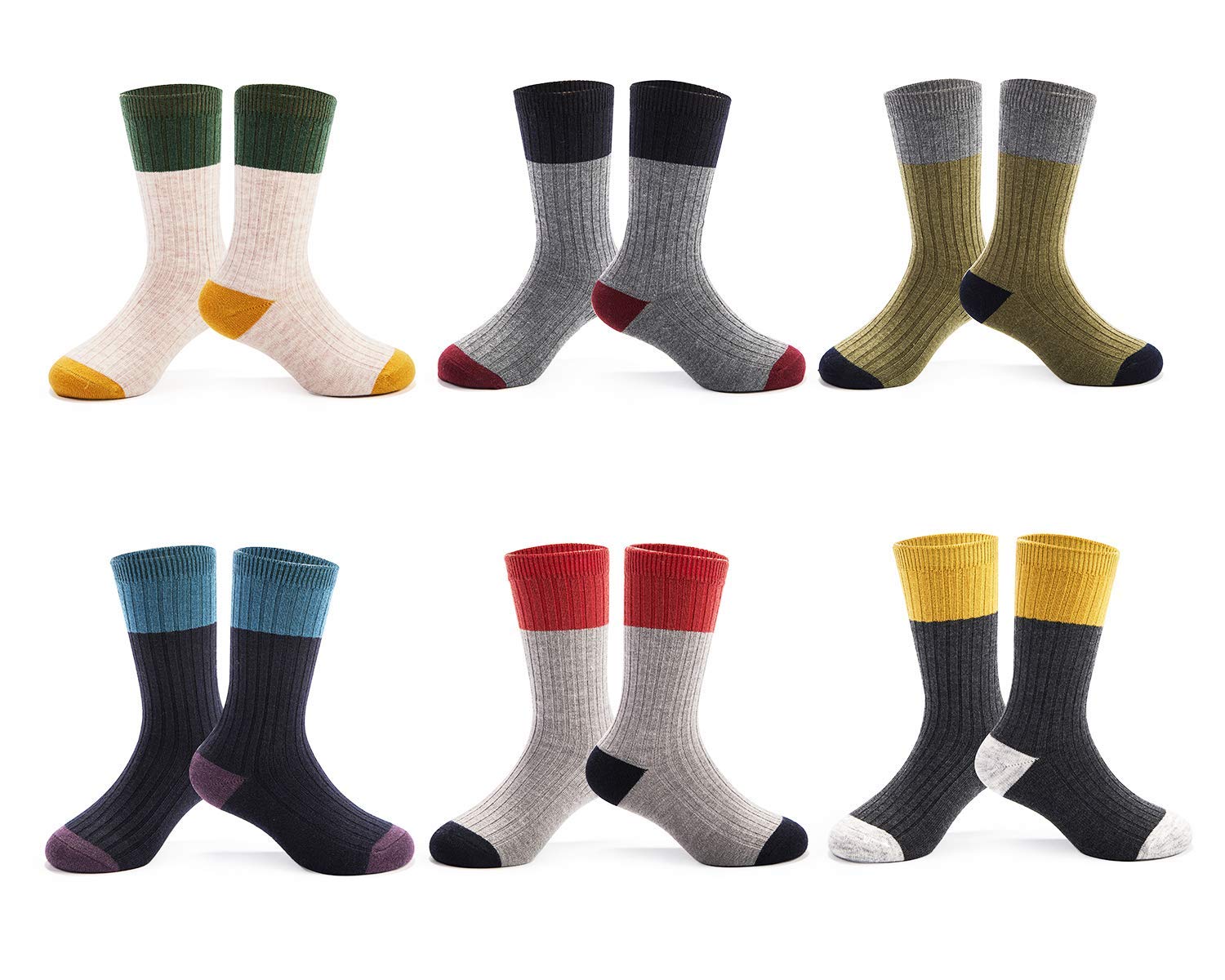 Boys Wool Winter Socks - 6 Pairs Warm Thermal Crew for Kids Outdoor Play