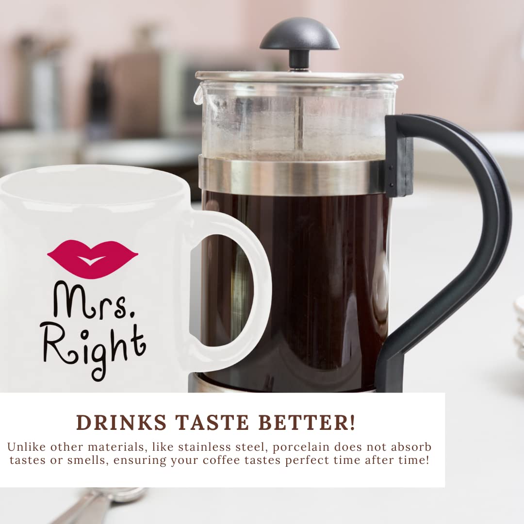 Mrs. Right Ceramic Coffee Mug - Handmade Funny Coffee Cup for Women - Dishwasher & Microwave Safe Unique Gift - Perfect for Office, Home & Gifts