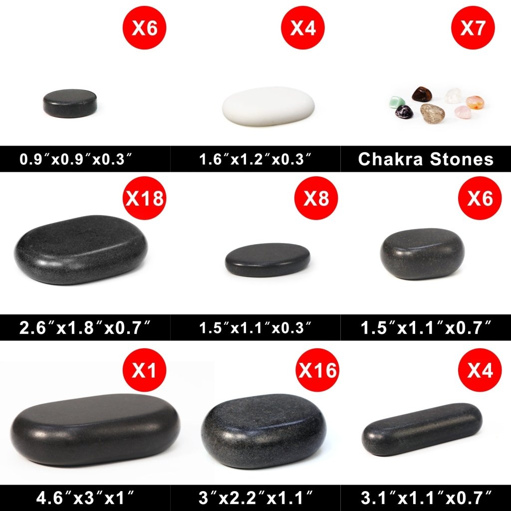 Premium 70-Piece Hot & Cold Stone Massage Kit - Black Lava Basalt Rocks & White Marble Stones with Chakra for Full Body Therapy | Professional Spa, Home Relaxation & Couples Massage Gift Set