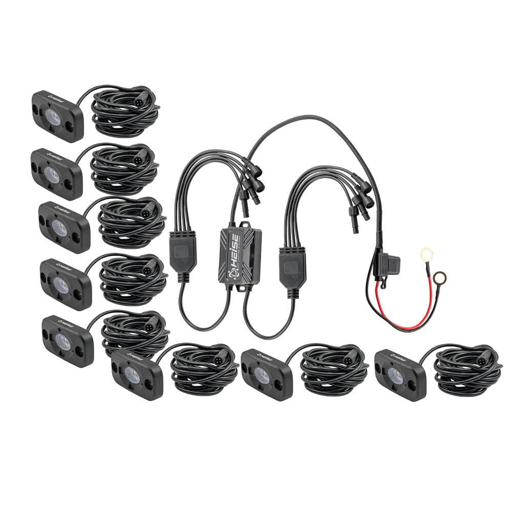Heise 8 Pack RGB LED Accent Lights Kit - Black Housing (HE-8TLRGBK) | Perfect for Car Interior, Gaming Setup & Home Decoration Lighting