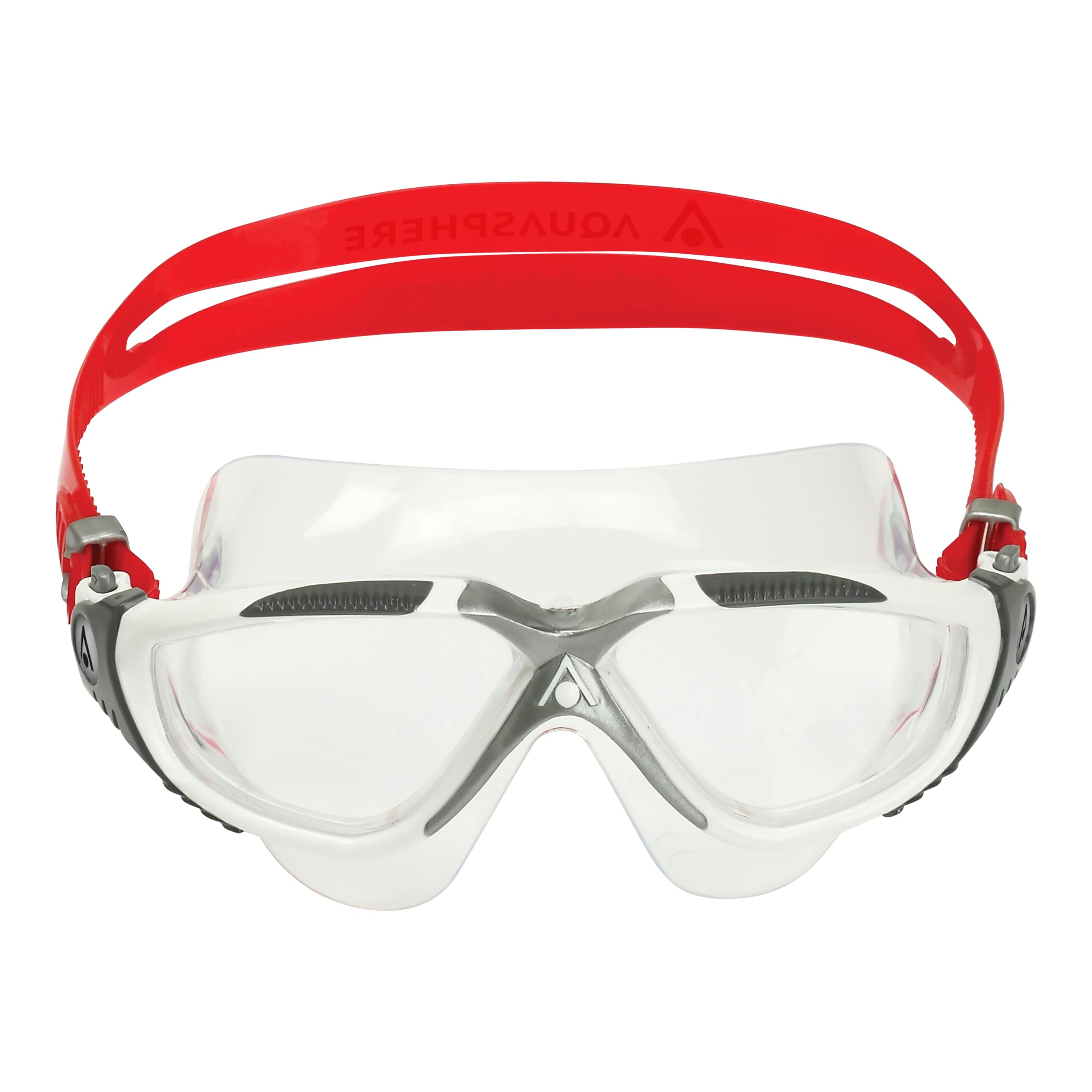 AquaSphere Unisex Adult Vista Swimming Goggles - Anti-Fog, UV Protection, Comfort Fit for Men & Women - Ideal for Lap Swimming, Triathlon Training & Open Water Swimming (Red/White, One Size)