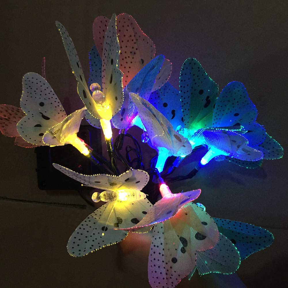 Solar Powered 20 LED Butterfly Fairy String Lights - Waterproof Outdoor Garden Decor for Patio, Yard, Wedding & Party Decoration | Romantic Ambiance Lighting