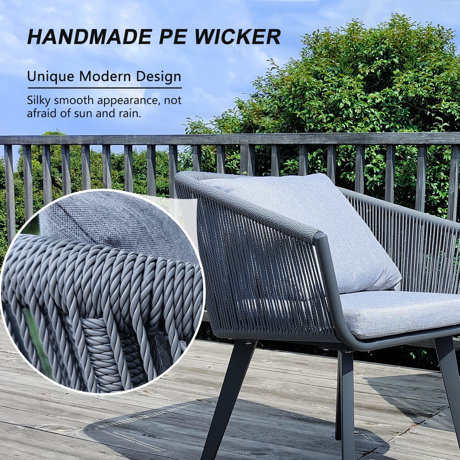 11-Piece Patio Dining Set - All-in-One Wicker Furniture with Cushions, 10 Aluminum Frame Chairs & Rectangle Table in Light Gray - Perfect for Outdoor Entertaining, Backyard BBQs, and Poolside Gatherings