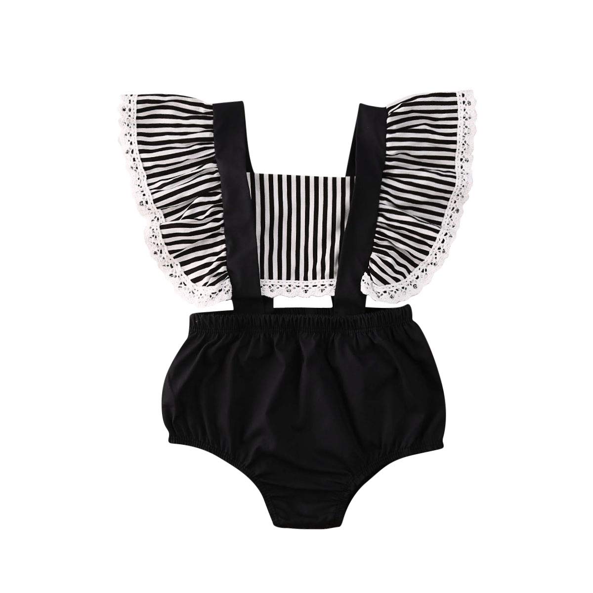 Newborn Baby Girls Ruffled Sleeveless Romper Outfit with Headband - Soft Cotton Summer Jumpsuit Set for 0-6 Months - Perfect for Photoshoots, Playdates & Outdoor Adventures