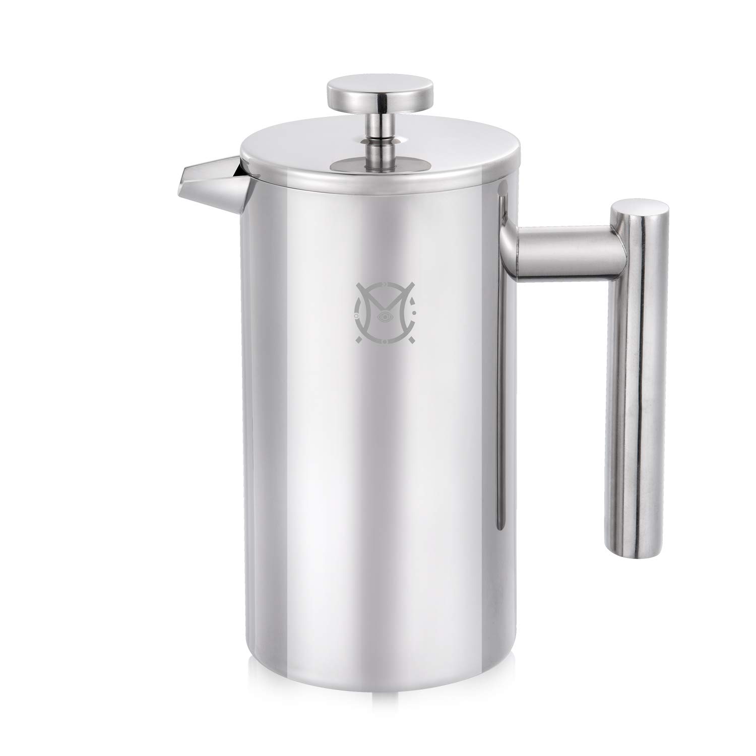 Premium Stainless Steel French Press Coffee Maker – 2 Cup (750ml/24oz) Double Walled Insulated Design for Hotter Coffee – Perfect for Home, Office & Camping Use