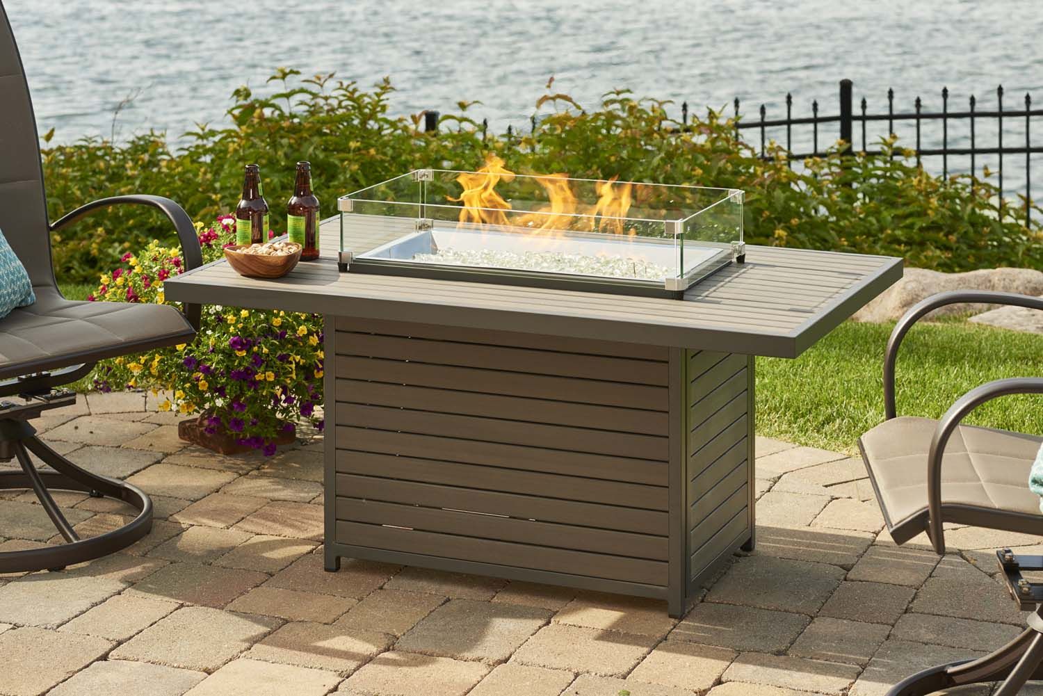 Outdoor GreatRoom Brooks BRK 1224 19K Rectangular Gas Fire Pit Table - Perfect for Patio, Backyard, and Outdoor Gatherings