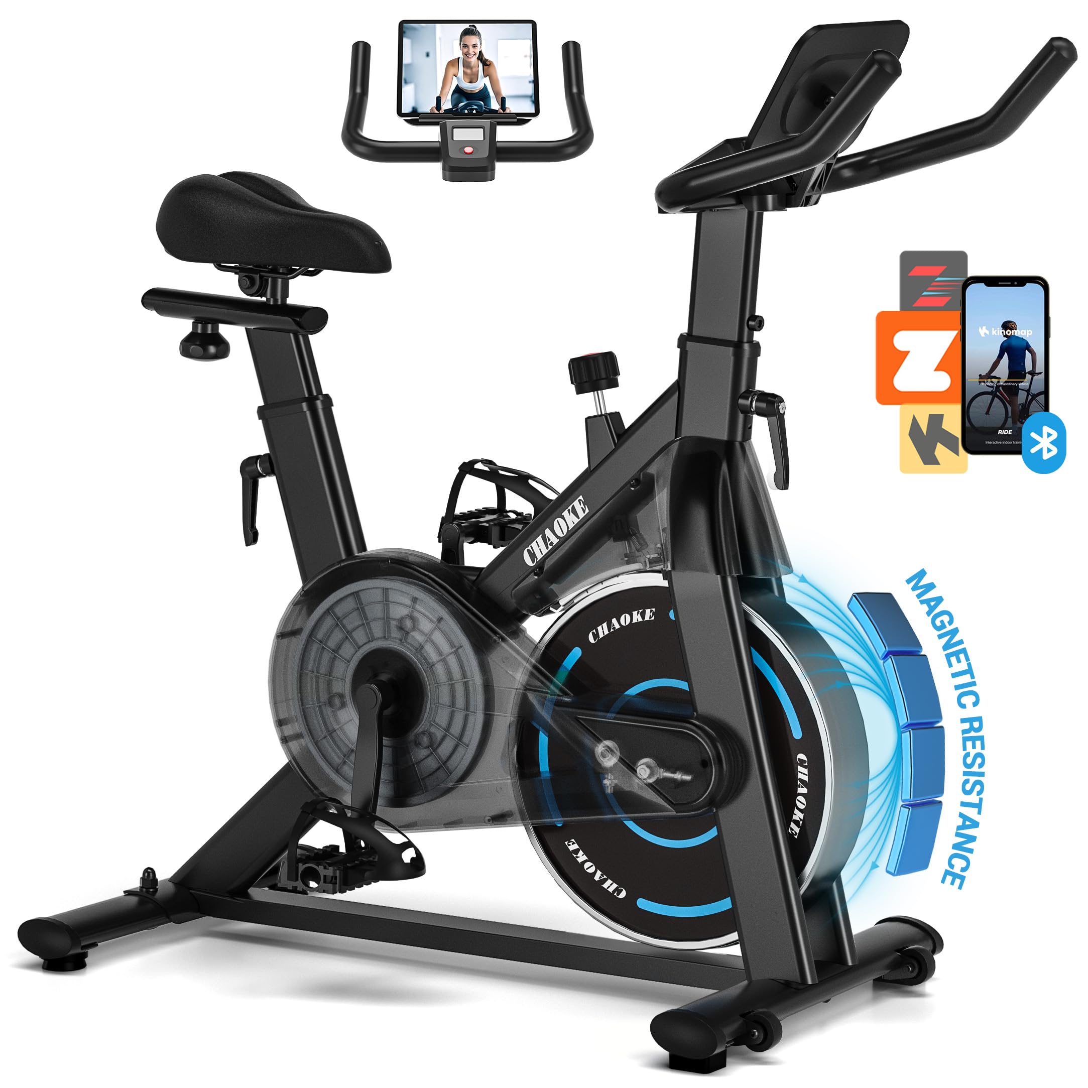 Best Magnetic Resistance Exercise Bike for Home - Silent Belt Drive Indoor Cycling Bike with 350lbs Weight Capacity, LCD Monitor & Tablet Holder - Perfect for Home Gym, Cardio Workouts & Fitness Training