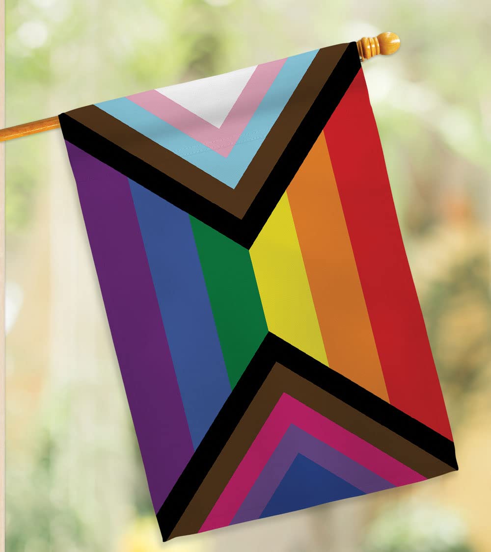 Americana Home & Garden Progress Bisexual Pride Flag - Double-Sided Rainbow LGBT House Banner for Yard, Garden & Wall Decor - Support Gay, Pansexual & Transgender Rights - Made in USA - Perfect for Pride Month, Parades & LGBTQ+ Ally Displays