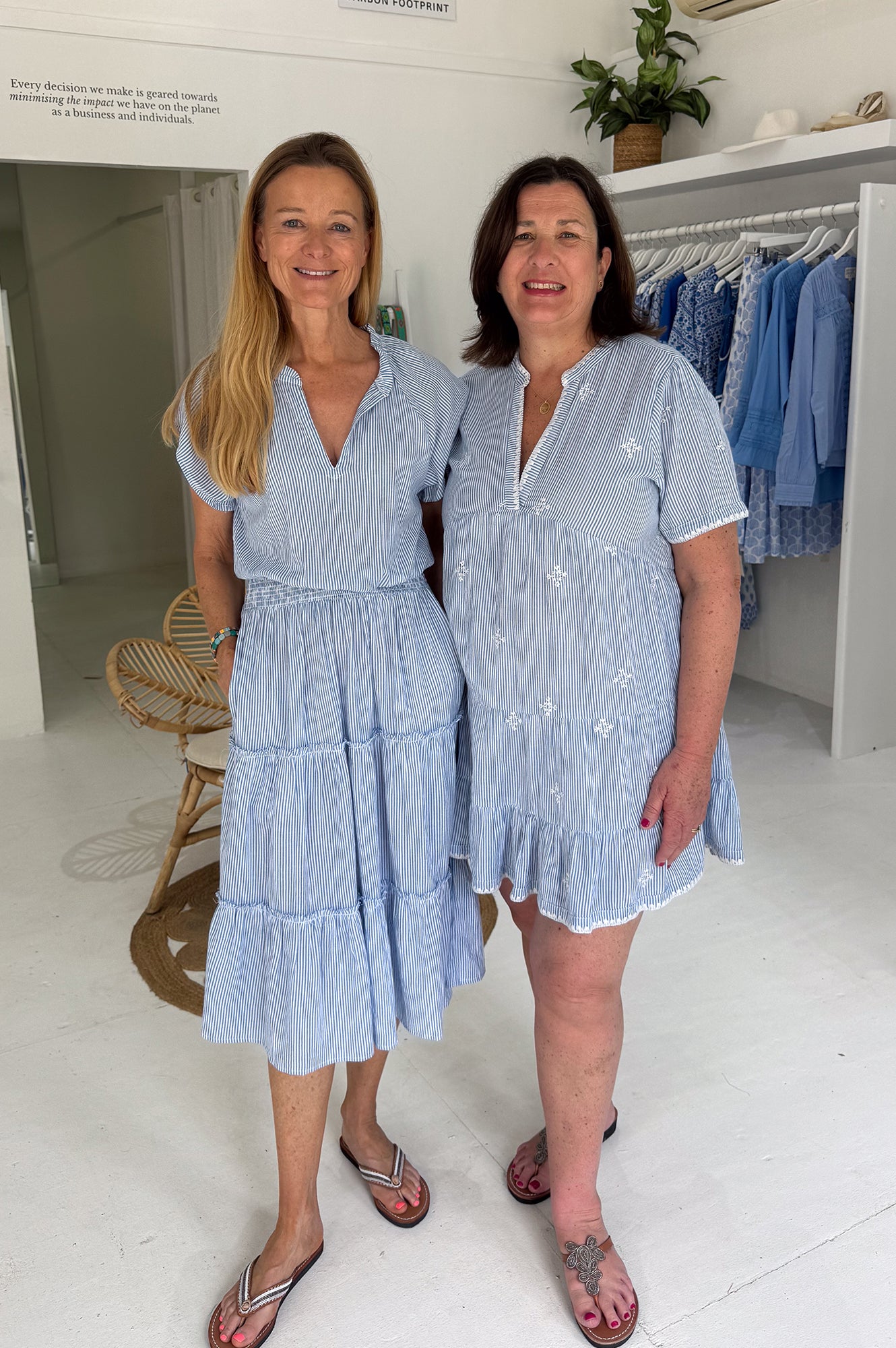 Riley Organic Cotton Dress - Striped Blue and White | Comfortable & Sustainable Women's Summer Dress for Casual Outings & Beach Vacations