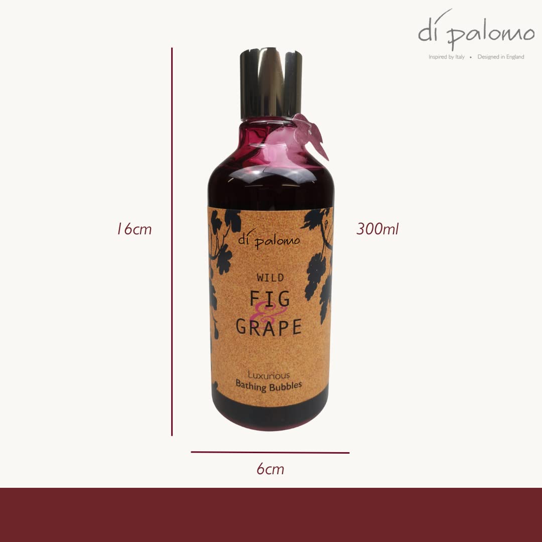 Di Palomo Vegan Wild Fig & Grape Luxury Bathing Bubbles 300ml - Foaming Bubble Bath & Body Wash with Nourishing Skin Care | Relaxing Bath Foam Gift Set for Women - Perfect for Spa Nights, Self-Care Rituals & Romantic Gifts