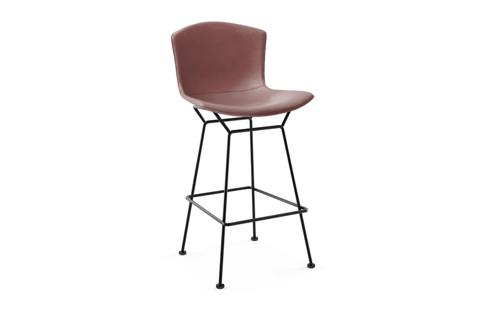 Bertoia Counter Height Stool with Genuine Cowhide Upholstery - Modern Bar Stool for Kitchen Island, Breakfast Nook & Home Decor