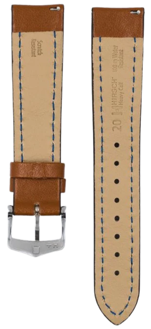 Hirsch Heavy Calf Leather Watch Strap 22mm Golden Brown - Premium Replacement Band for Men's Watches | Dress, Business & Casual Wear
