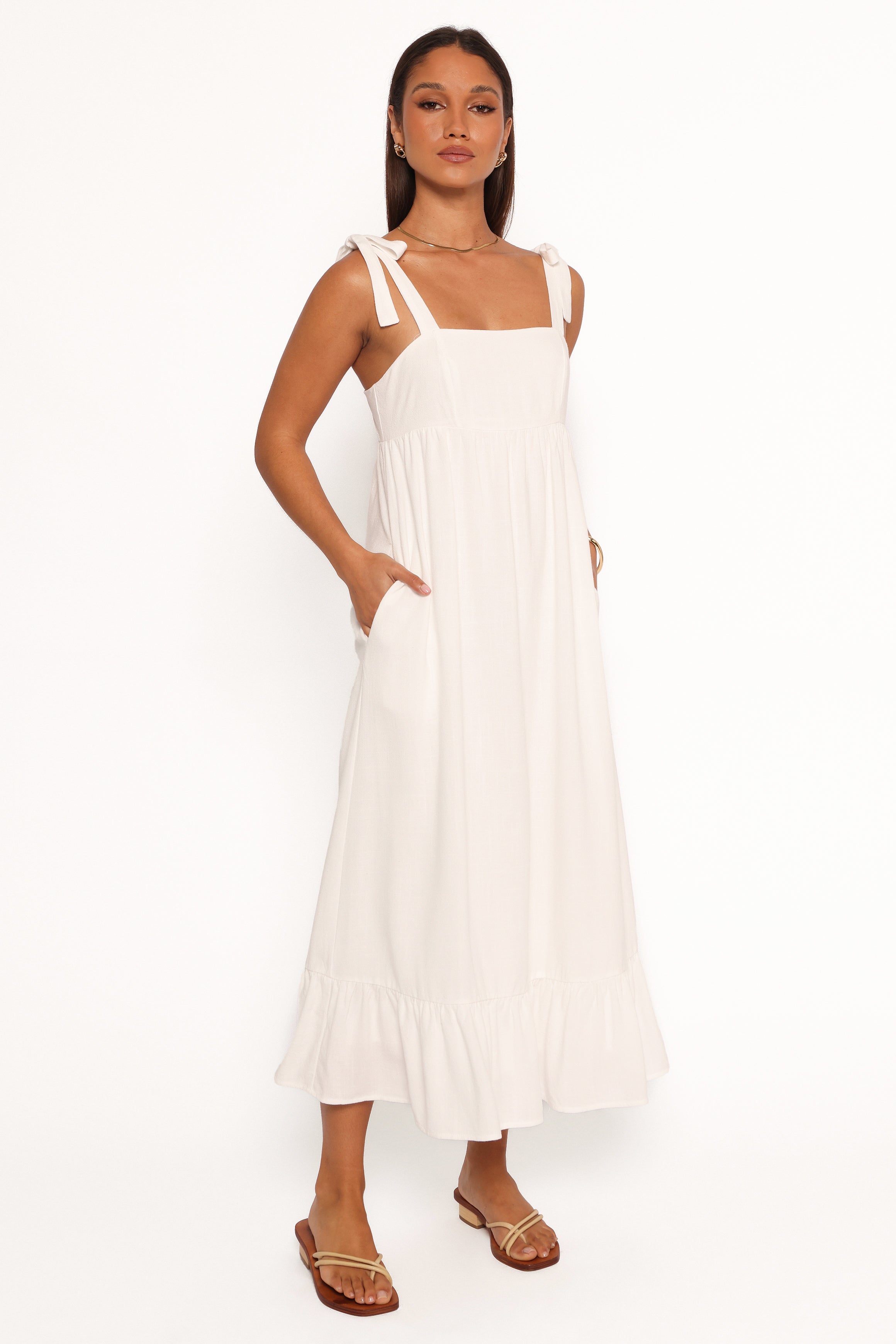 Edison Midi Dress for Women - Elegant White Summer Casual Dress with Short Sleeves | Perfect for Office, Date Night, and Beach Vacations