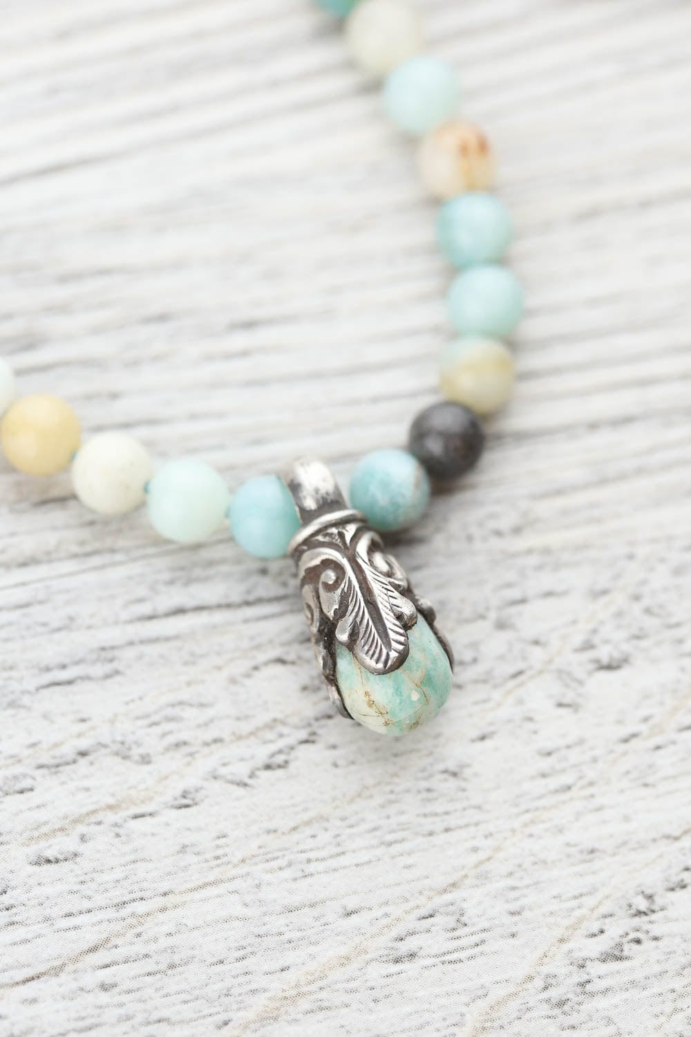Amazonite & Sandalwood Meditation Mala Beads - 108 Prayer Beads for Yoga, Mindfulness and Spiritual Healing | Perfect for Meditation, Stress Relief and Positive Energy