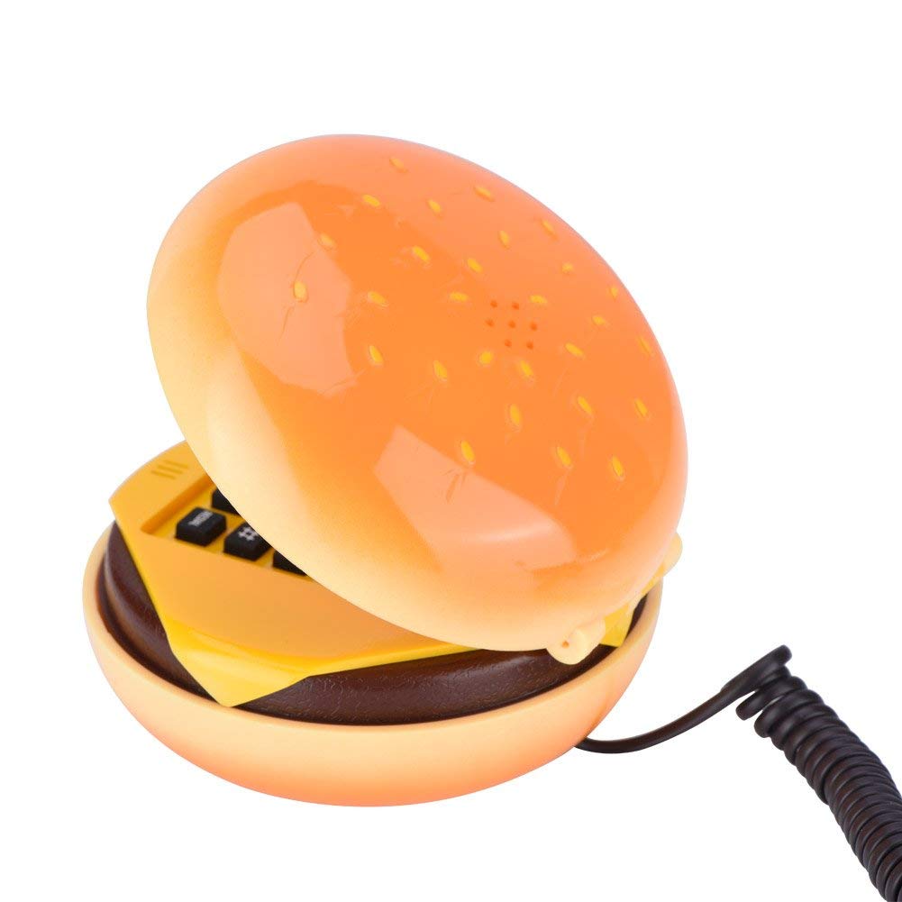 Retro Hamburger Phone - Wired Landline Telephone for Home, Office & Restaurant | Novelty Burger-Shaped House Phone with Fun Design | Perfect Gift for Kids & Burger Lovers | Great for Kitchen Decor, Diner Themed Rooms & 80s Nostalgia Collections