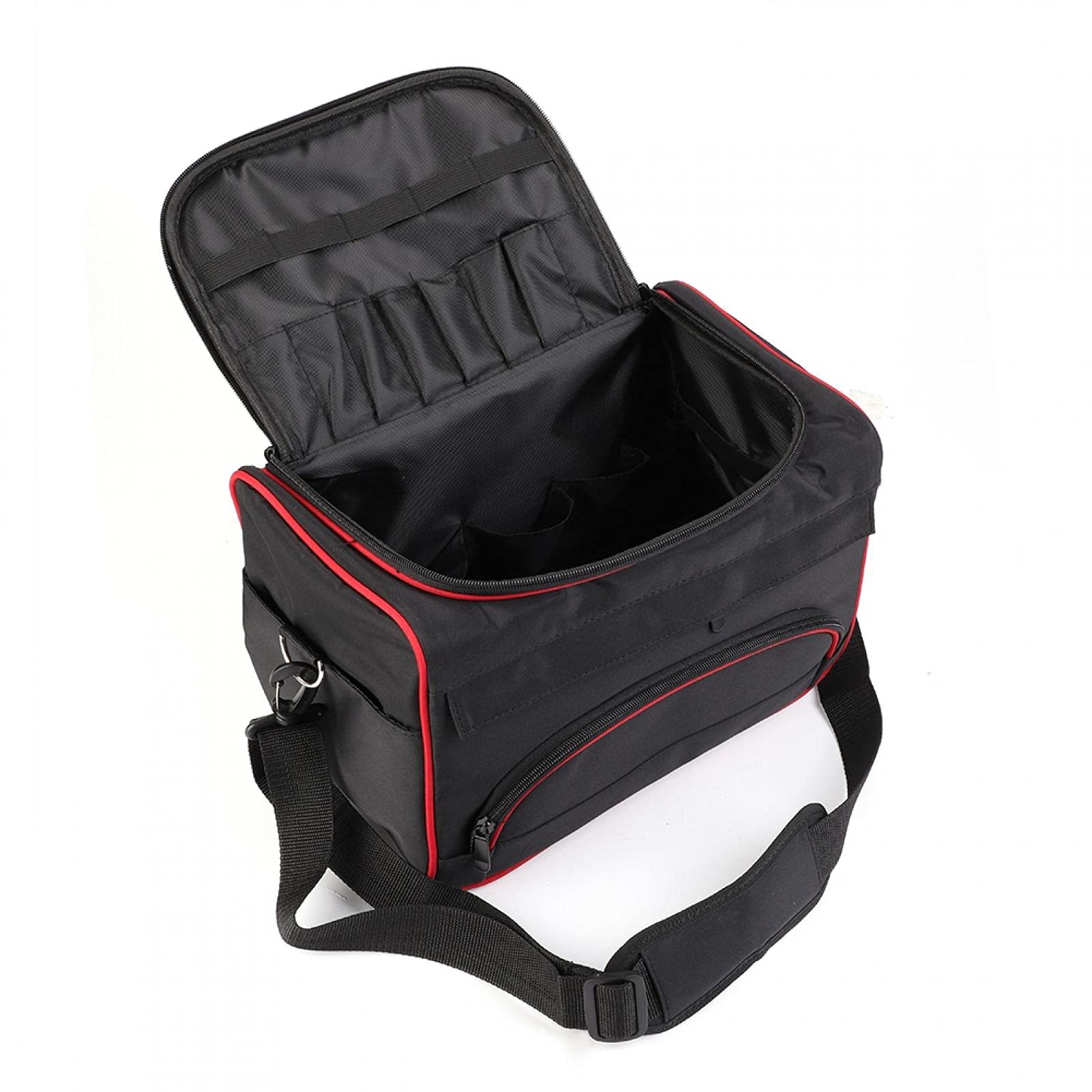 Portable Cosmetic Travel Case for Women - Canvas Makeup Bag with 5 Protruding Stand Feet, Multiple Pockets, Black | Ideal for Travel, Outdoor Activities & Salon Use