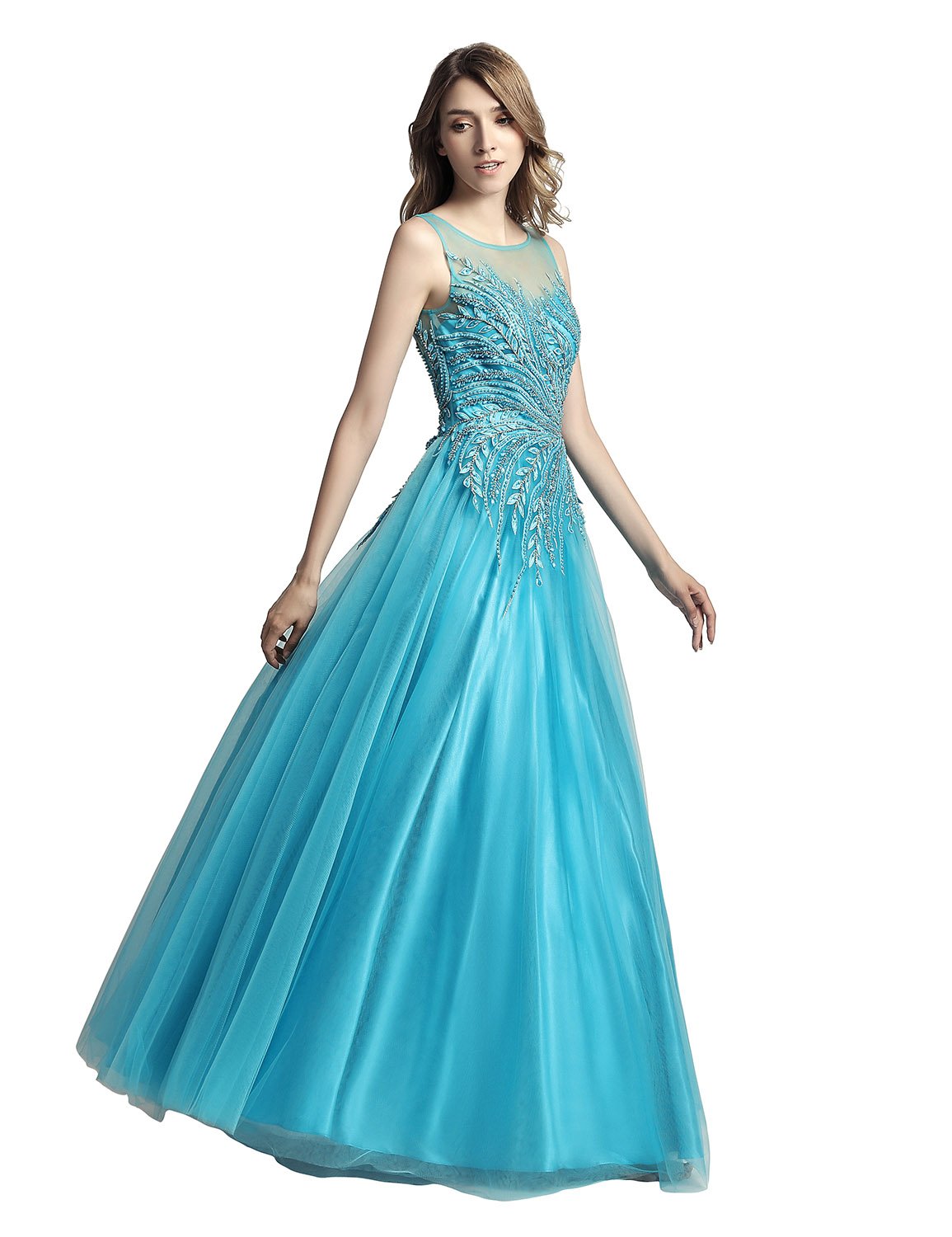 Sarahbridal Women's Prom Evening Dresses 2023 - Long Beaded Pearls Wedding Party Ball Gowns for Formal Events, Homecoming, Bridesmaid & Special Occasions